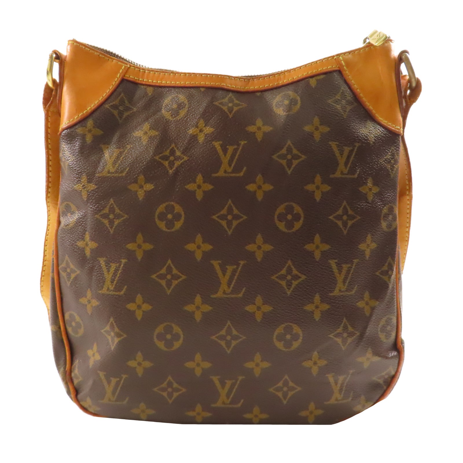 LOUIS VUITTON Monogram Odeon PM金扣肩背袋棕色