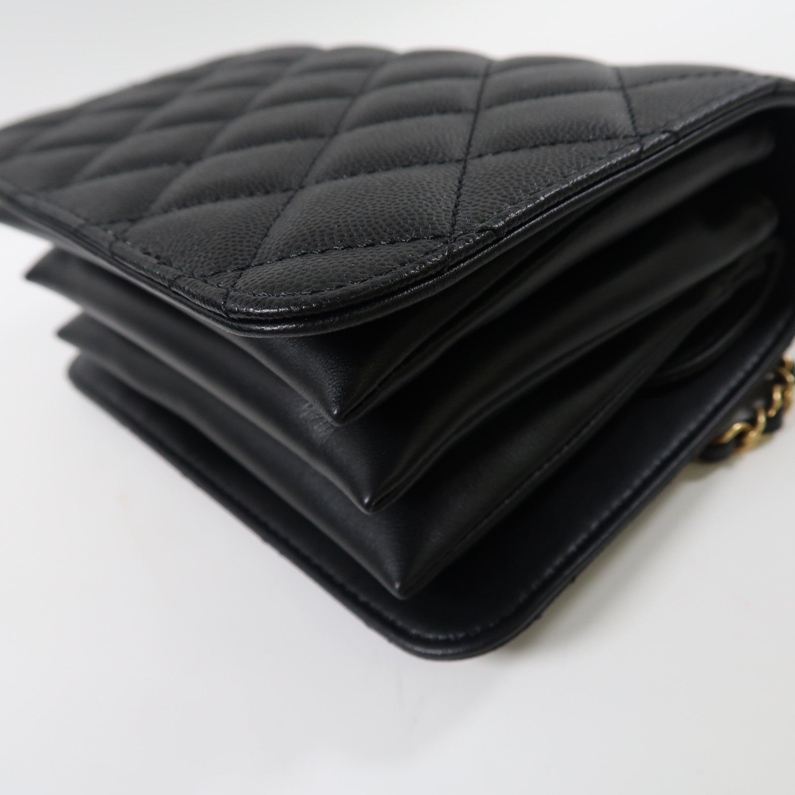 CHANEL 【激減優惠】牛皮皮革Chain Shoulder金扣肩背袋黑色