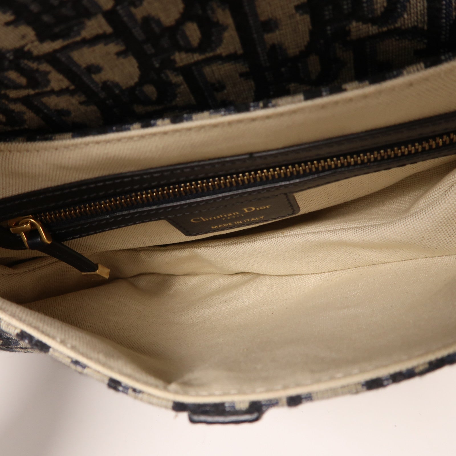 Dior 帆布Saddle金扣肩背袋藍色