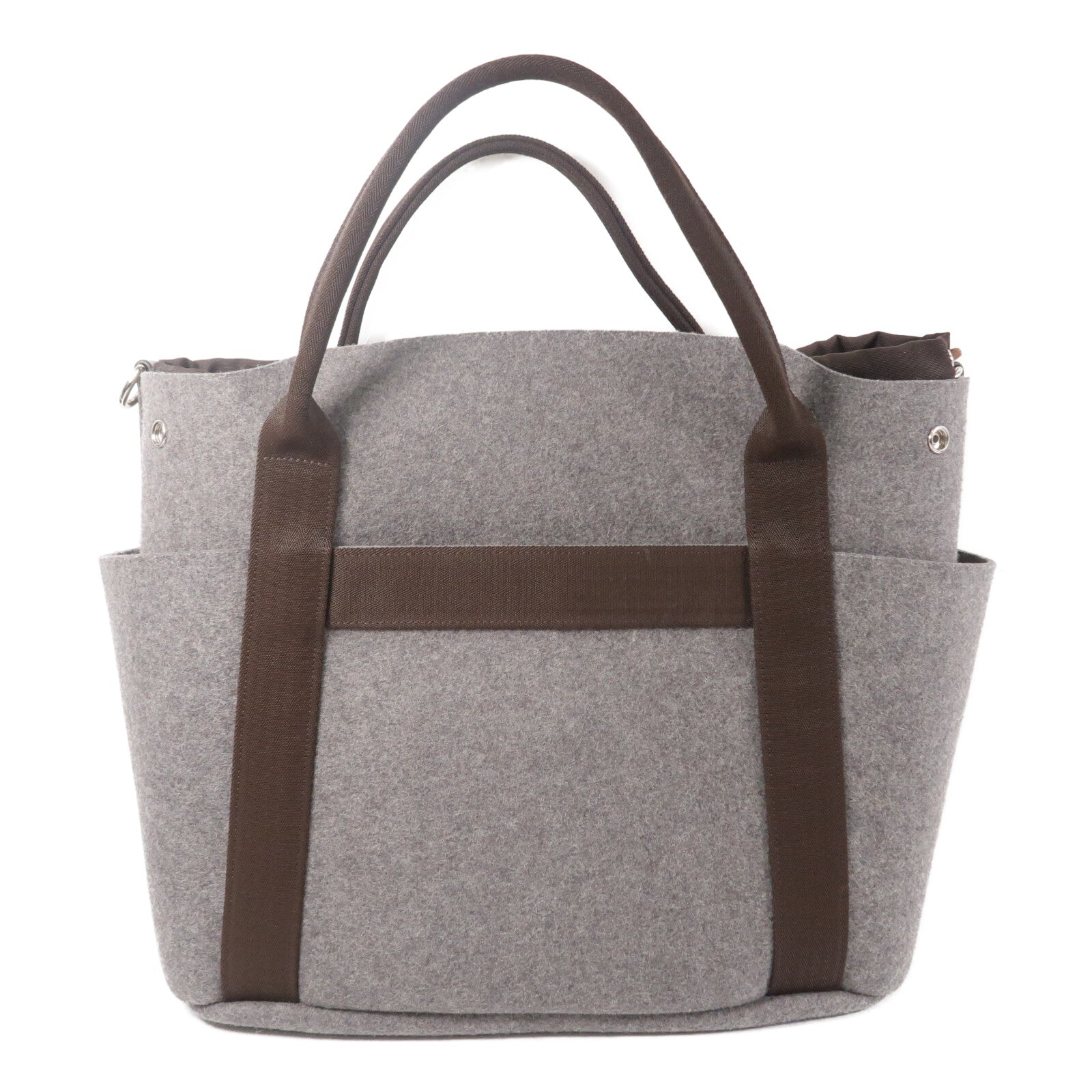 HERMES 帆布/羊毛Grooming bag肩背袋