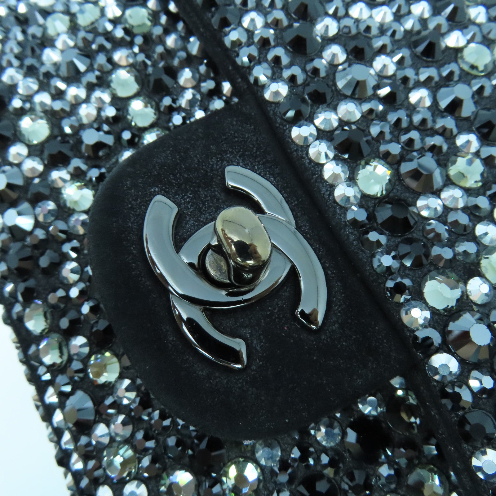 CHANEL 【清倉大減價】麂皮皮革/水晶Chain Shoulder Bag鏈帶肩背袋黑色