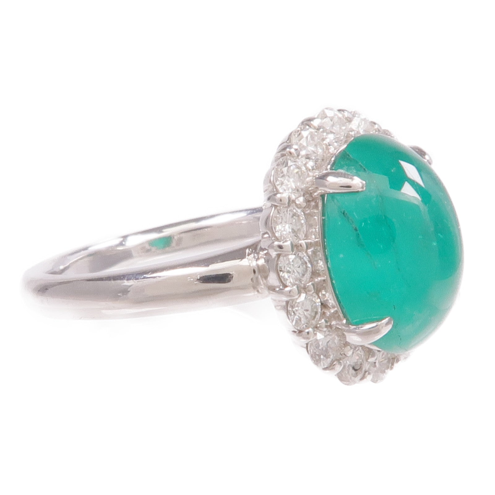 JEWELRY PT900鉑金Emerald Diamond Ring綠寶石/鑽石戒指US#7.25