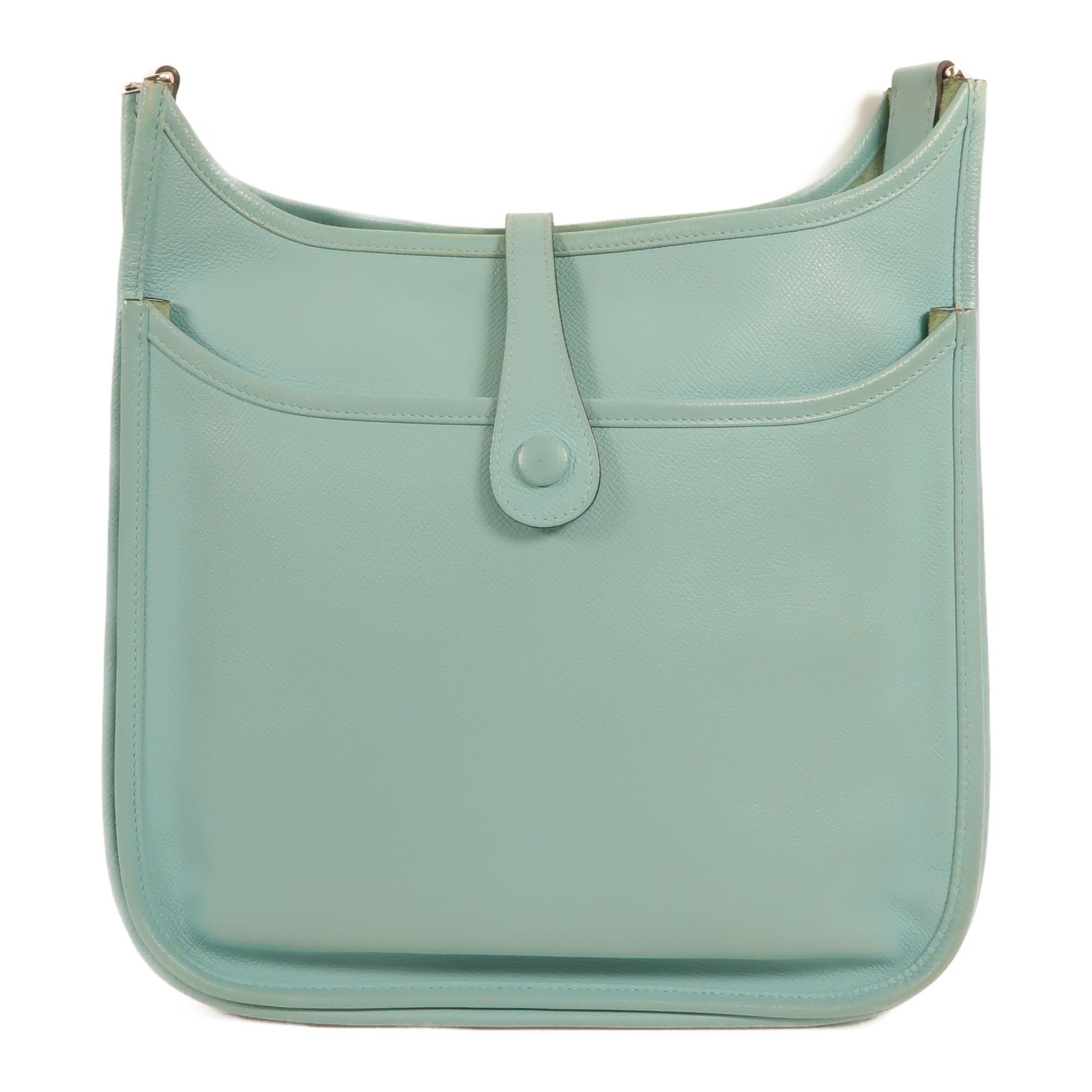HERMES Epsom皮革Evelyne PM 肩背袋Bleu Atoll