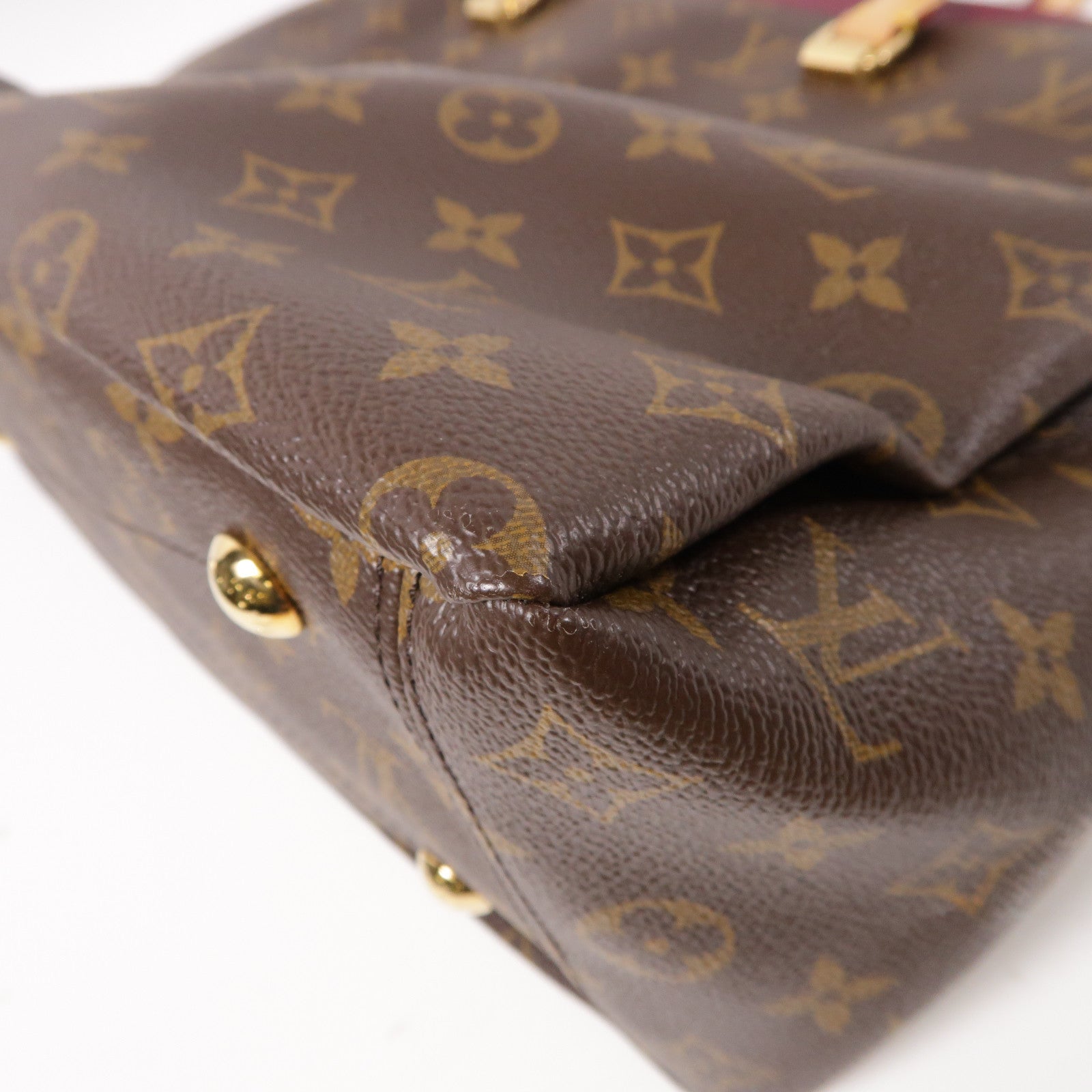 LOUIS VUITTON Monogram Pallas MM金扣手挽肩背兩用袋紅色/啡色
