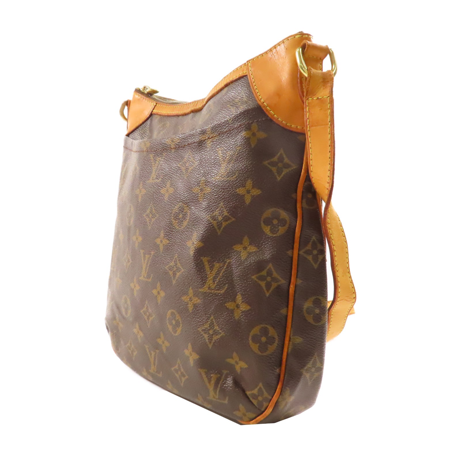 LOUIS VUITTON Monogram Odeon PM金扣肩背袋棕色