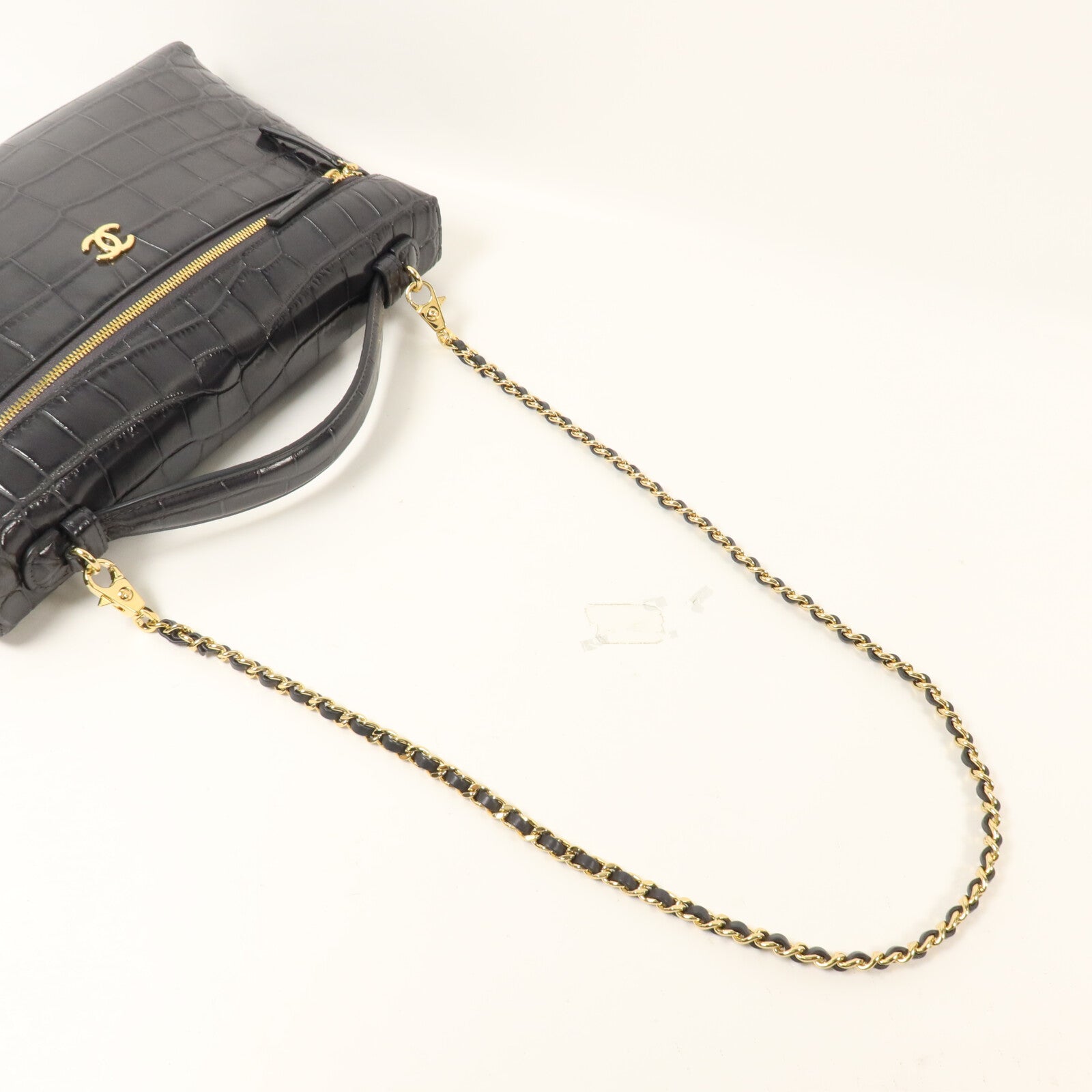 CHANEL 牛皮皮革Vanity Case鏈帶手挽肩背兩用袋