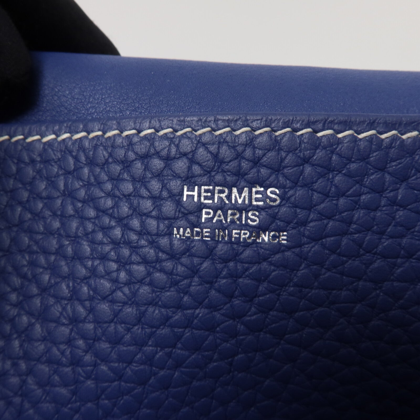 HERMES Clemence皮革Halzan 31手挽肩背兩用袋Bleu Brighton