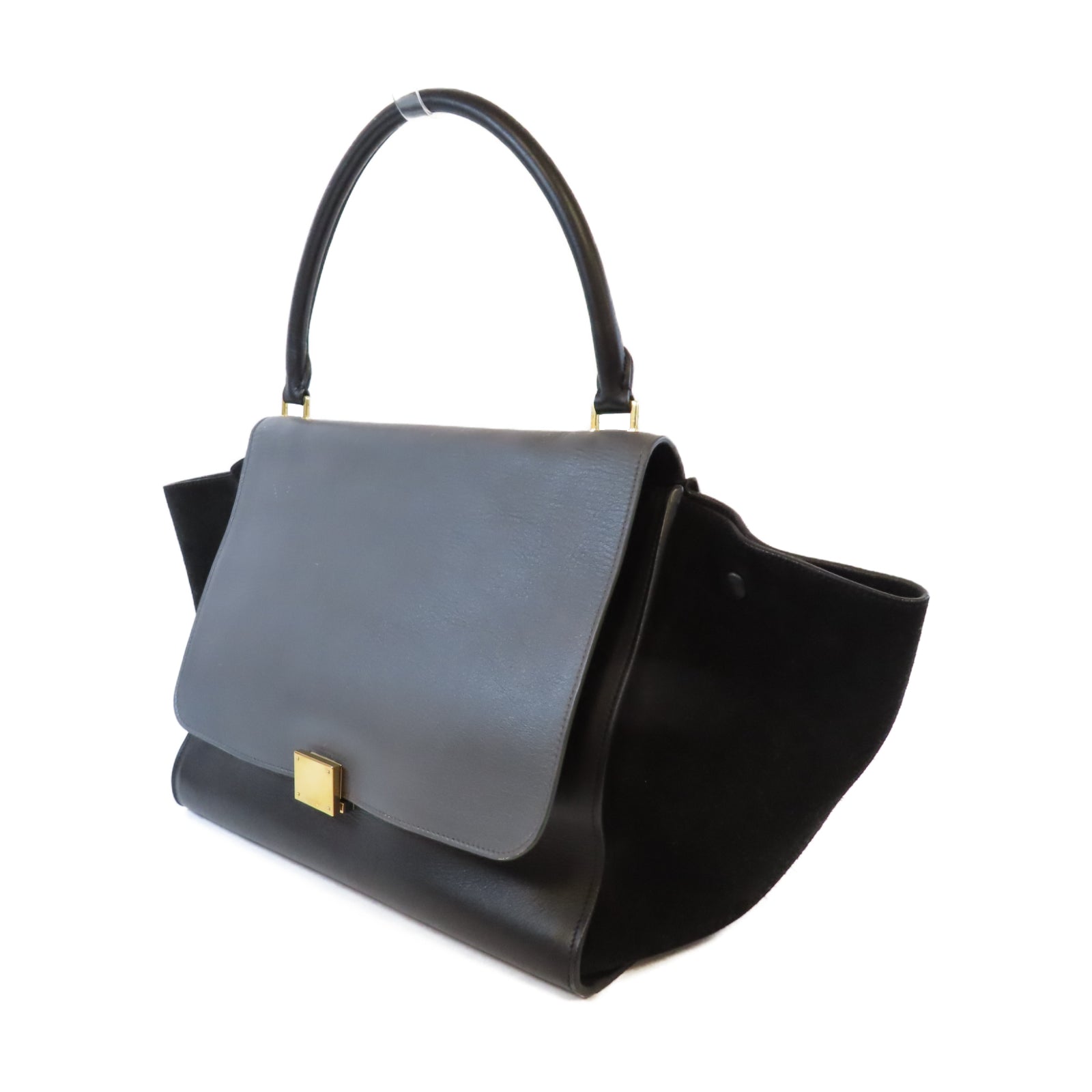 CELINE 【激減優惠】牛皮皮革Trapaze金扣肩背袋黑色/灰色