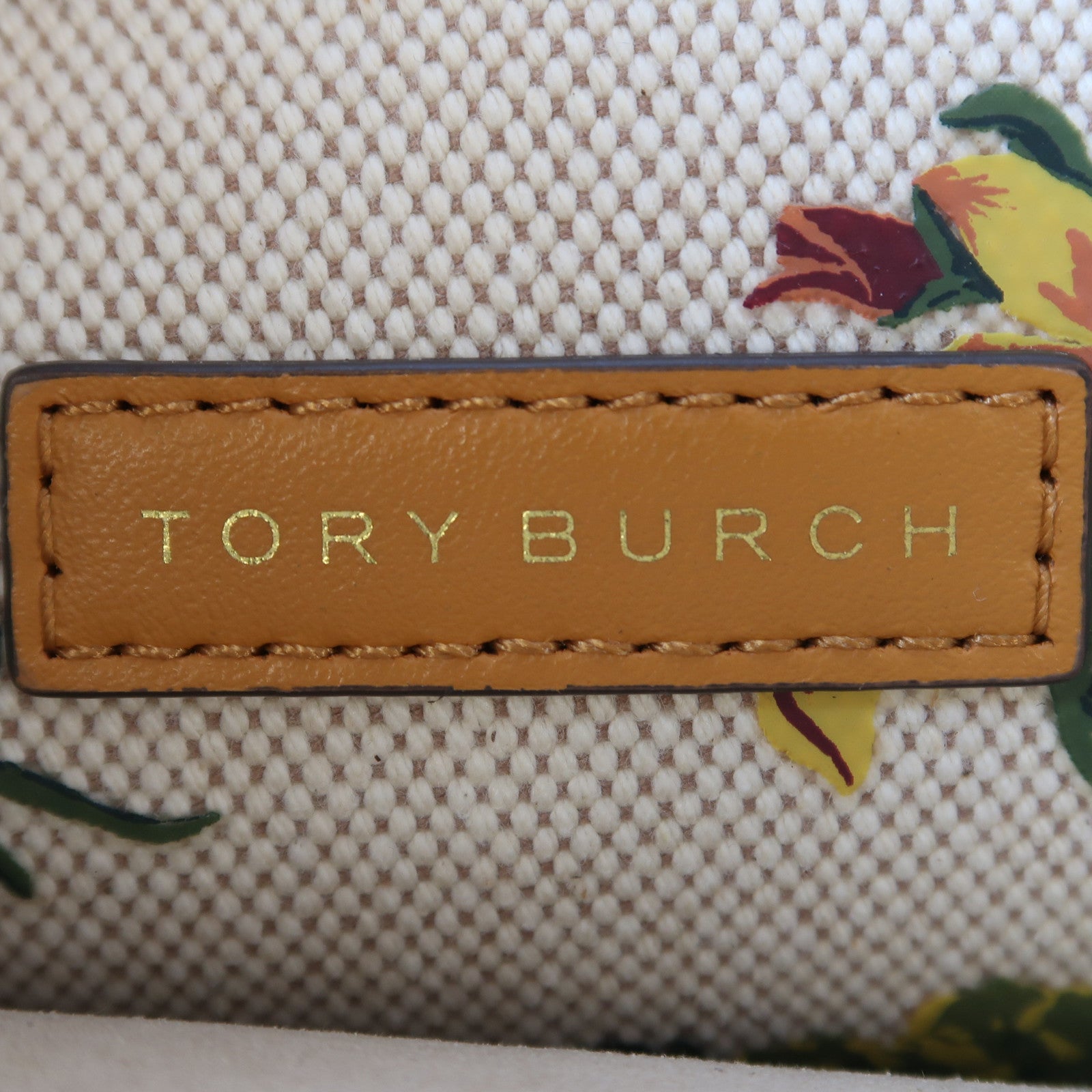 Tory Burch 帆布/牛皮皮革Tote Bag金扣手挽肩背兩用袋米色/黃色/綠色