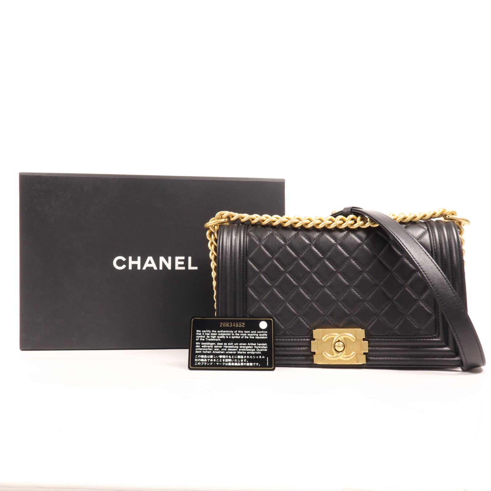 CHANEL 羊皮皮革Boy 25金扣肩背袋