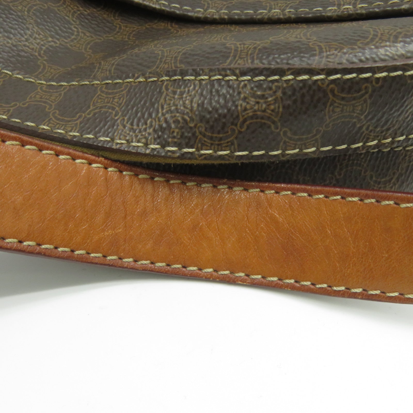 CELINE 塗層帆布Shoulder Bag金扣肩背袋啡色