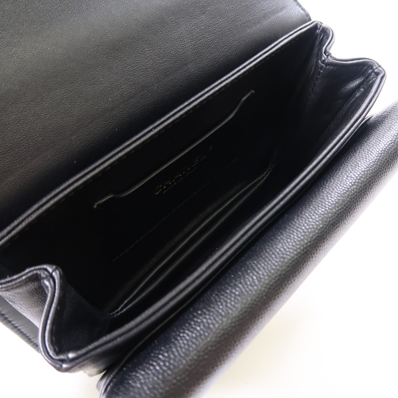 CHANEL 【激減優惠】牛皮皮革Chain Shoulder金扣肩背袋黑色