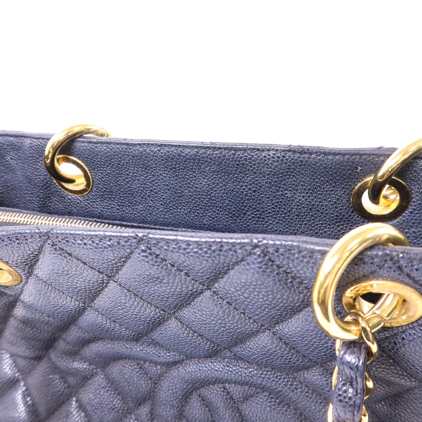 CHANEL 牛皮皮革GST Grand Shopping Tote Bag金扣鏈帶肩背袋