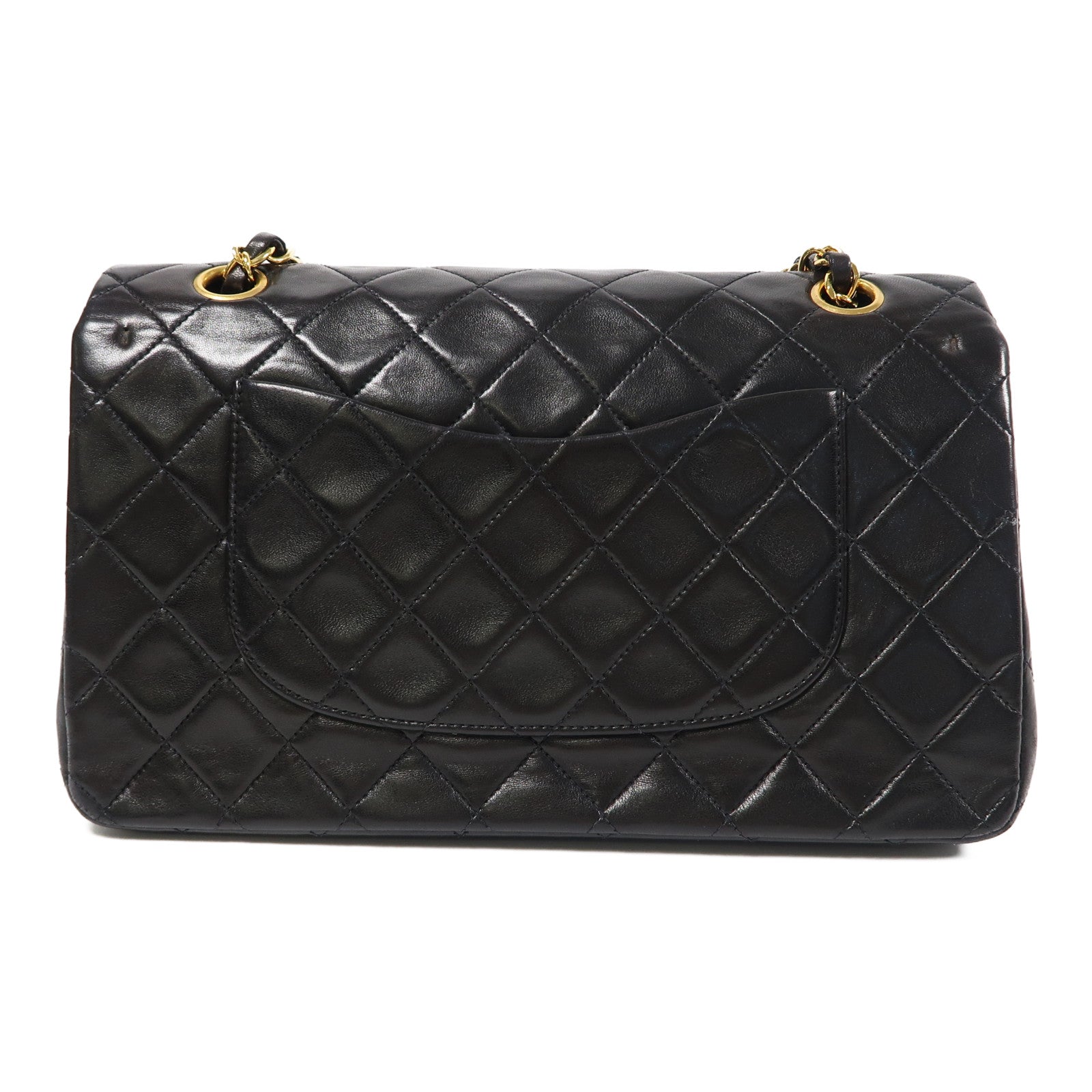 CHANEL 菱格牛皮皮革Classic 25cm金扣鏈帶肩背袋黑色