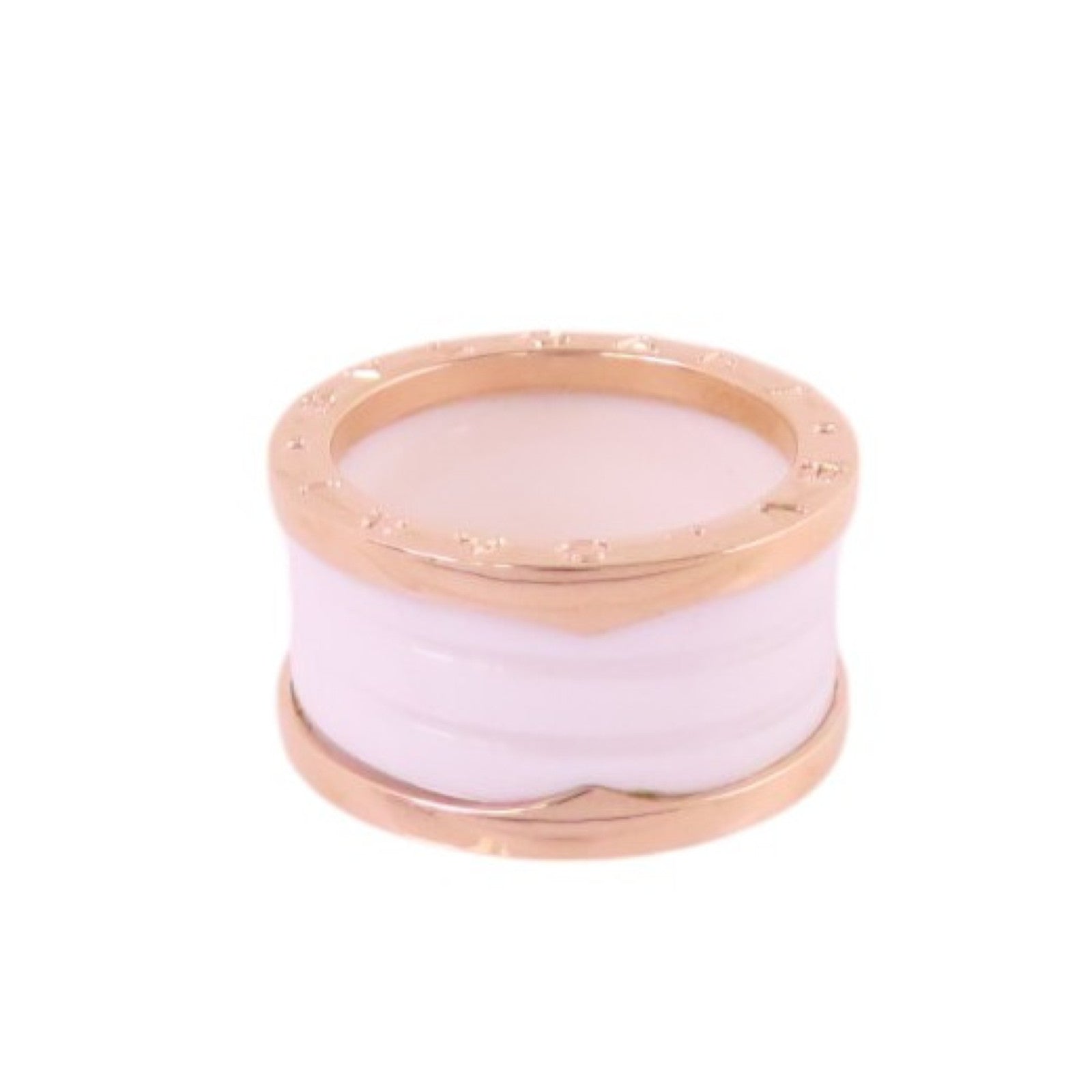 BVLGARI 18K玫瑰金/陶瓷B-Zero 1 4Band Ring戒指#54/US#6.25