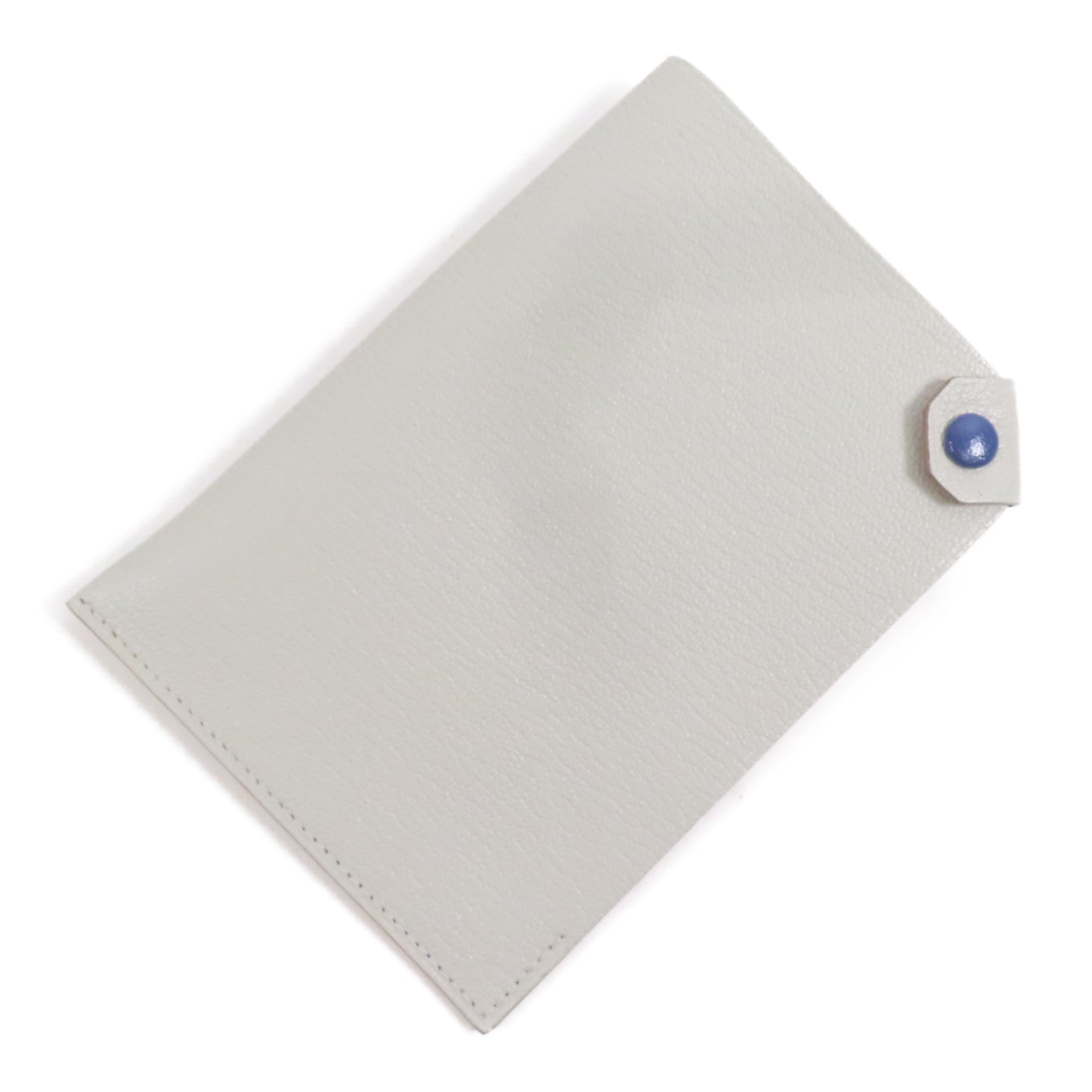 HERMES PHW Passport Case Chevre Leather Grey