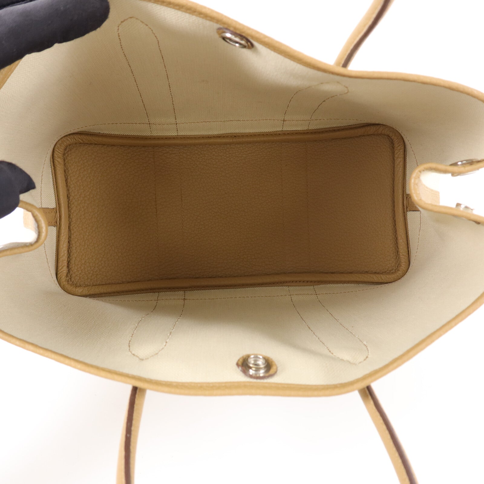 HERMES Canvas/Negonda皮革Garden Party TPM手挽袋Biscuit