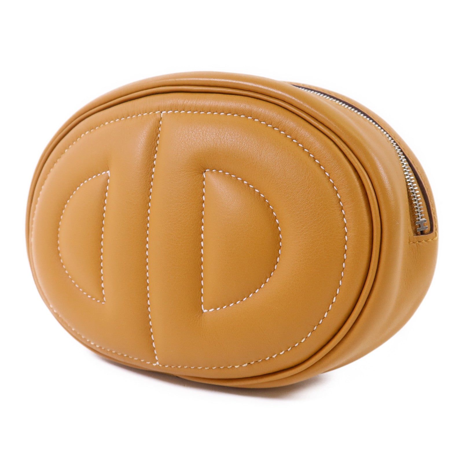 HERMES 【激減優惠】Swift皮革In The Loop Belt Bag銀扣腰包Sesame/Celeste