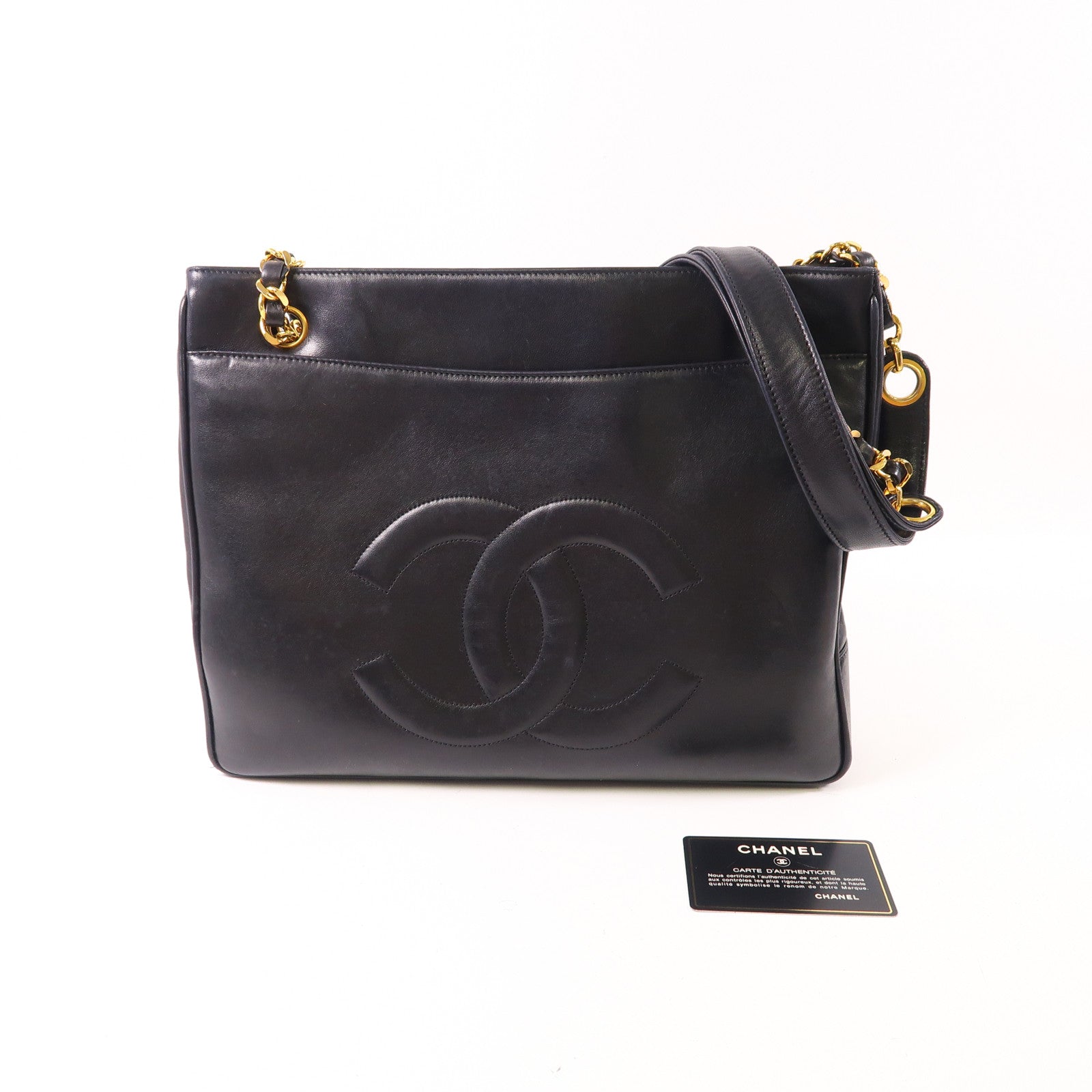 CHANEL 牛皮皮革Vintage Chain Shoulder金扣肩背袋