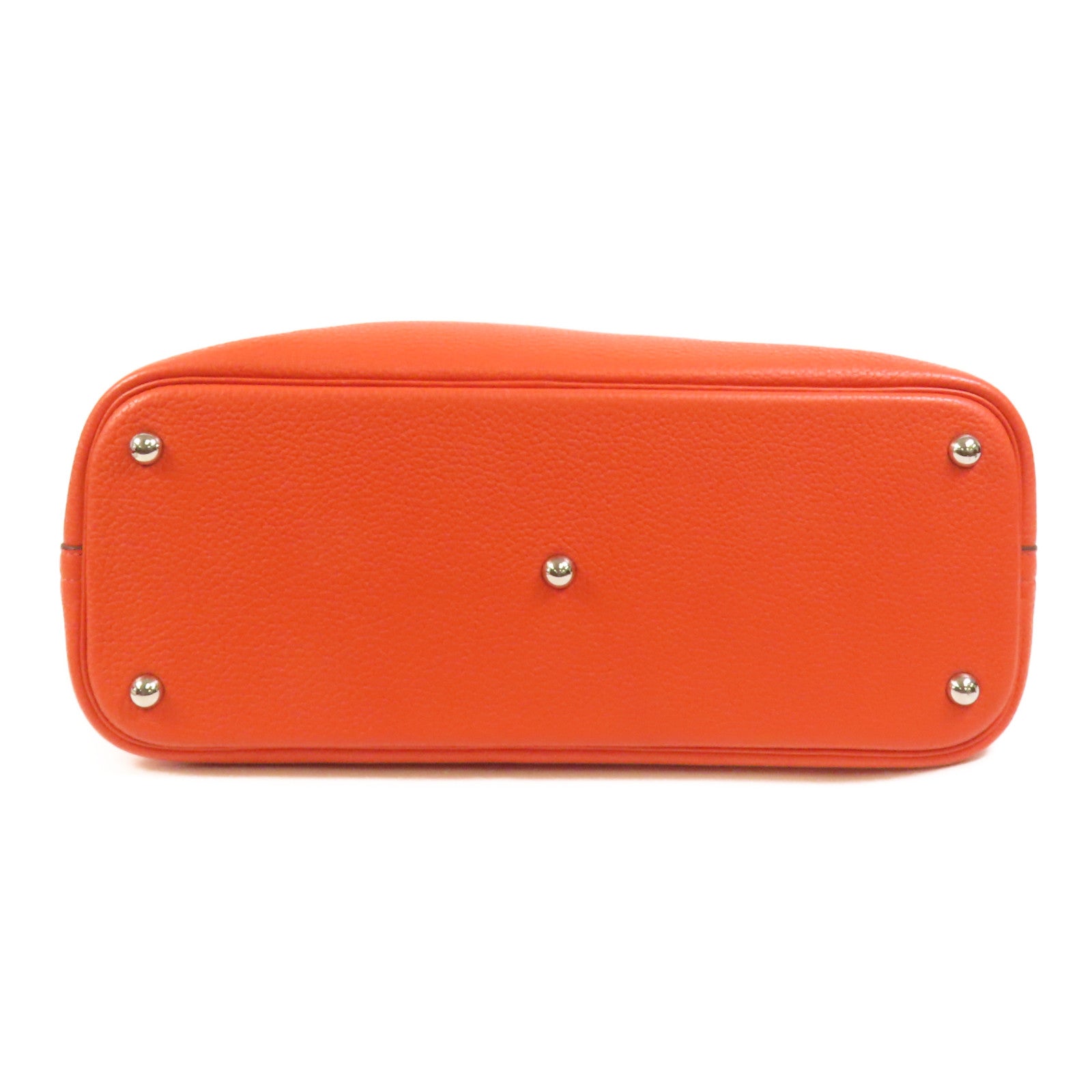HERMES Clemence皮革Bolide 35銀扣手挽肩背兩用袋Orange Poppy