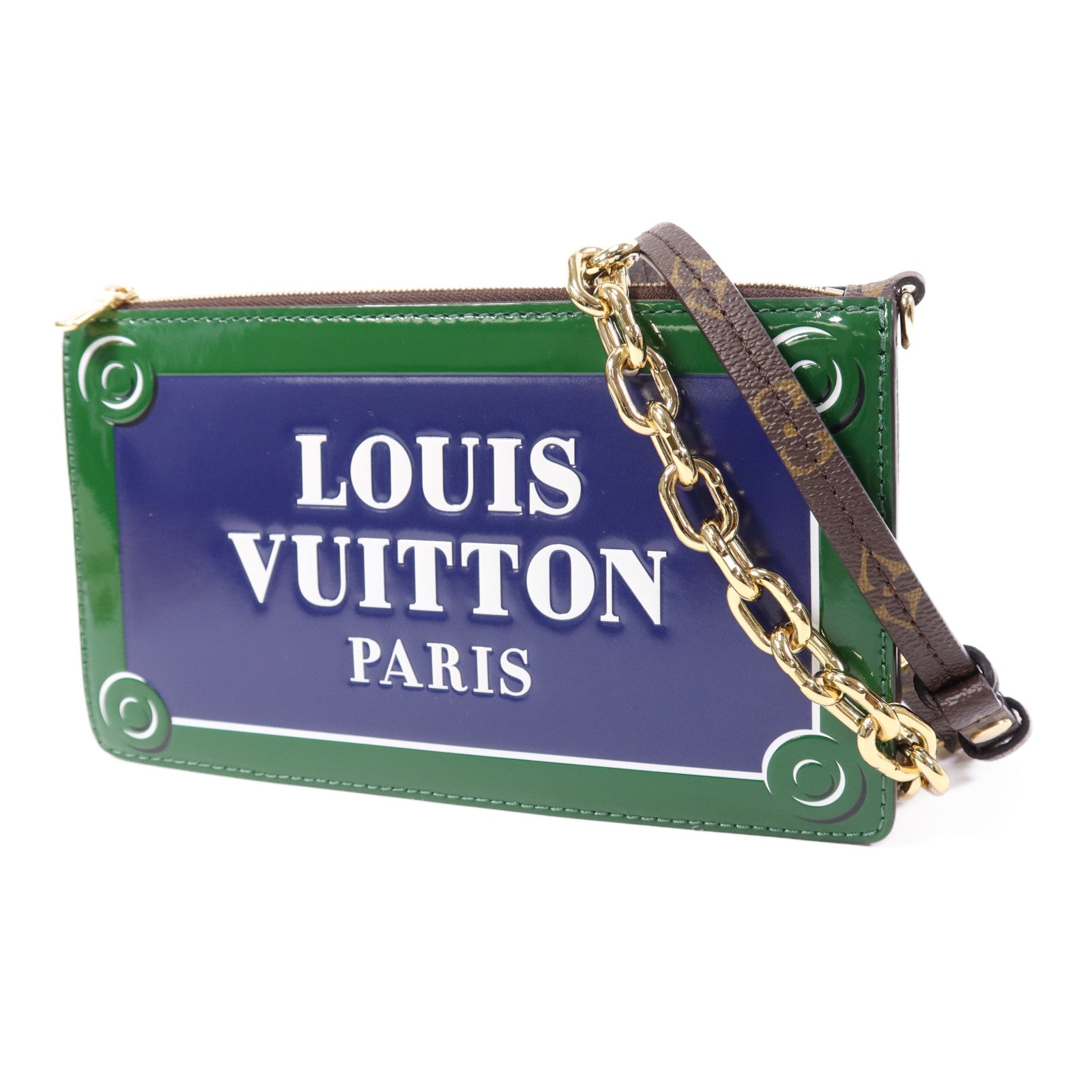 LOUIS VUITTON Monogram LV Street Sign金扣鏈帶肩背袋