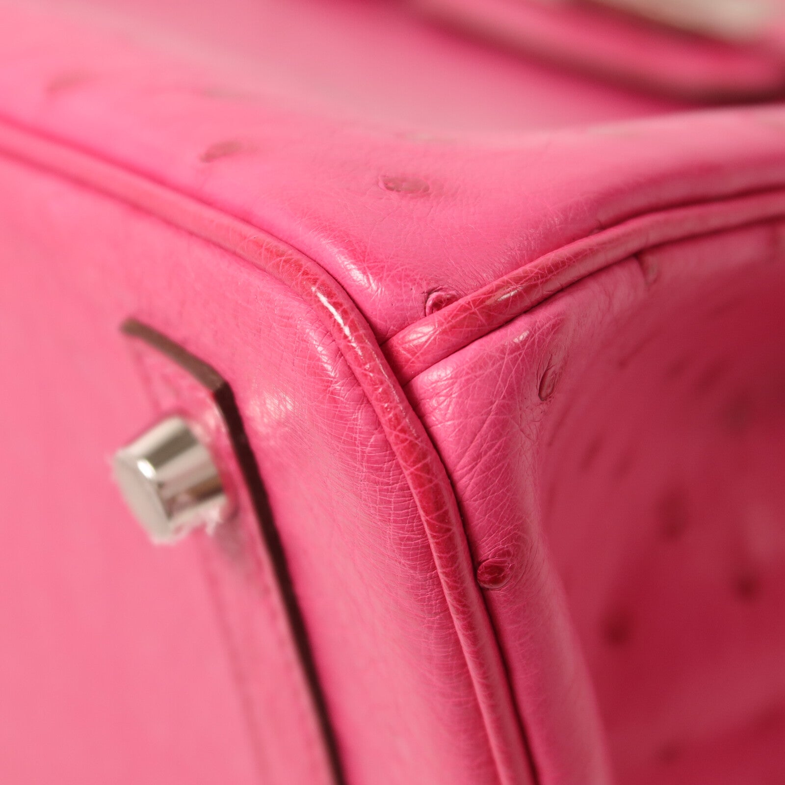 HERMES 鴕鳥皮革Birkin 30手挽袋Rose Tyrien