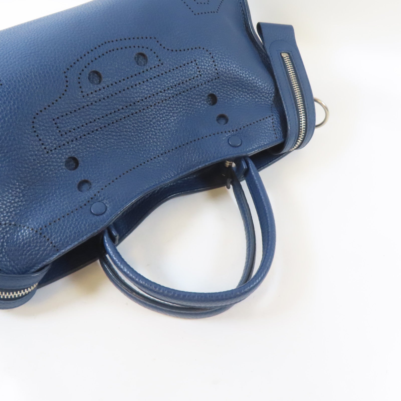 BALENCIAGA 牛皮皮革Blackout City銀扣手挽肩背兩用袋藍色