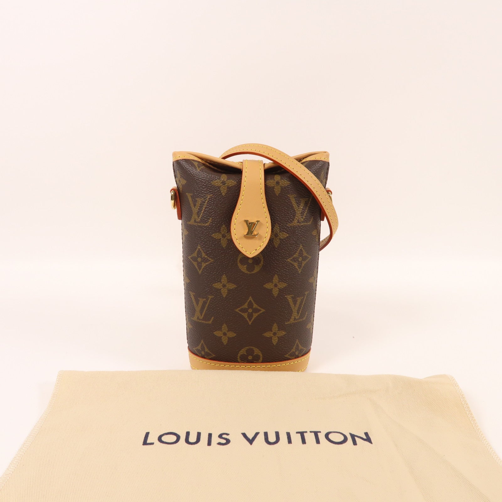 LOUIS VUITTON Monogram Fold Me Pouch金扣肩背袋棕色