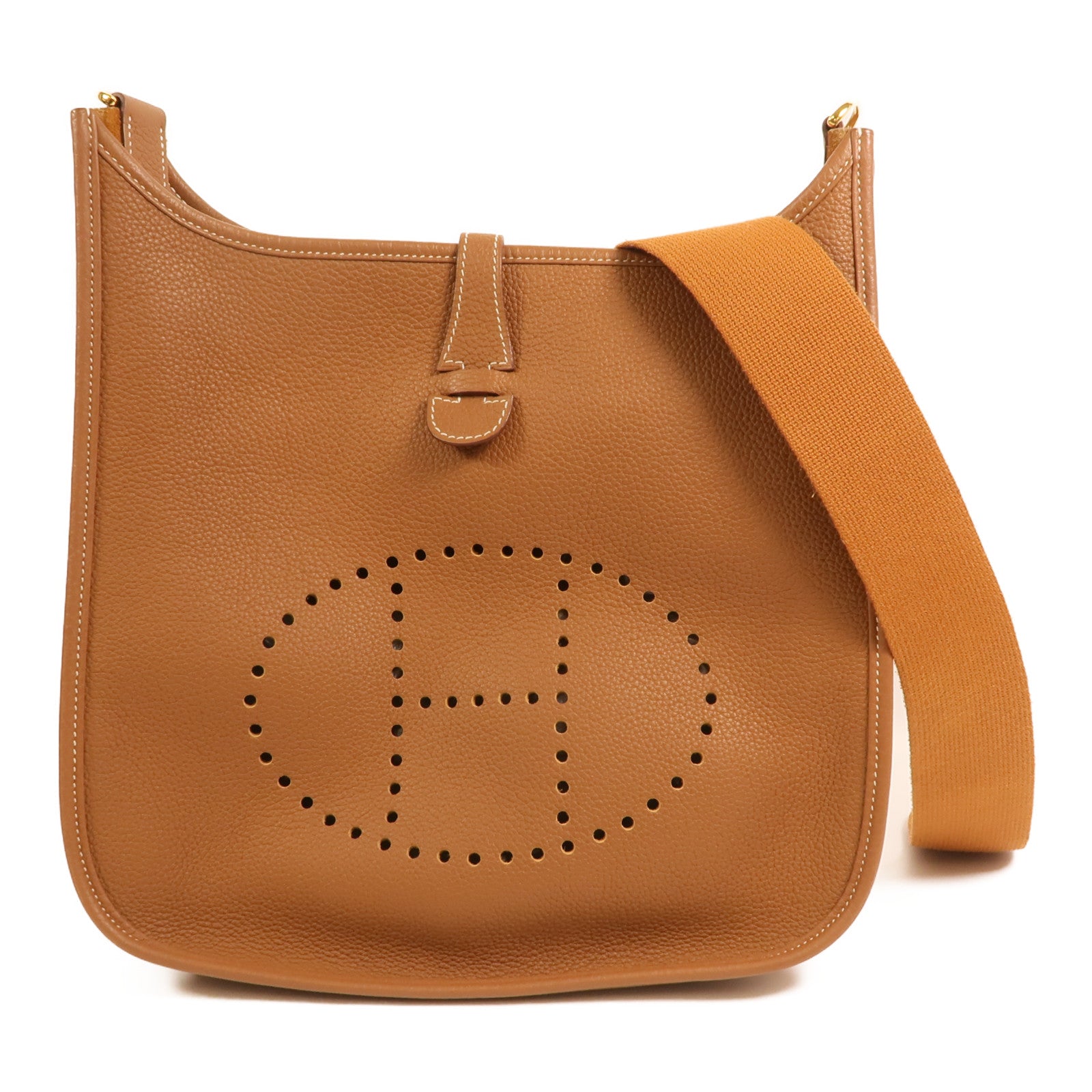 HERMES Clemence皮革Evelyne PM金扣肩背袋