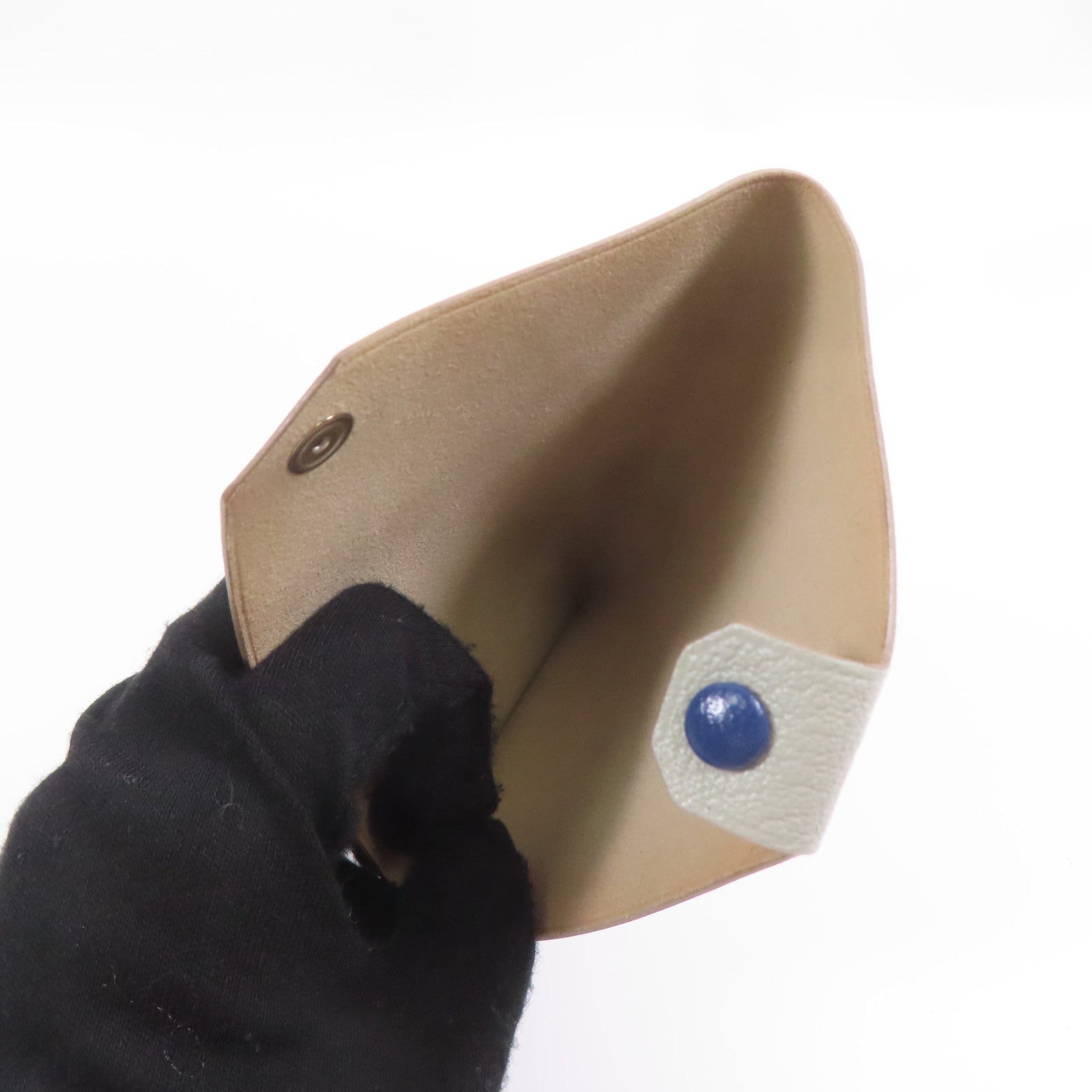 HERMES PHW Passport Case Chevre Leather Grey