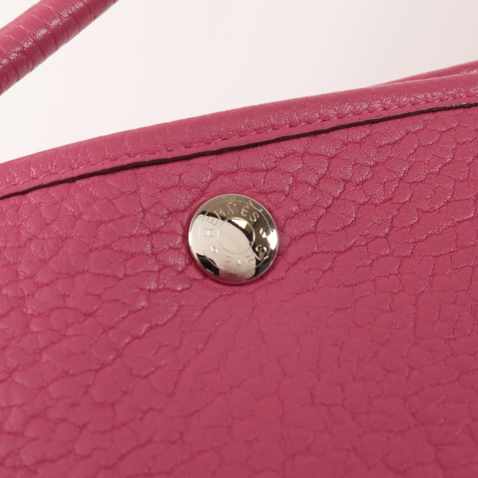 HERMES Negonda皮革Garden Party PM銀扣手挽袋Rubis紅色