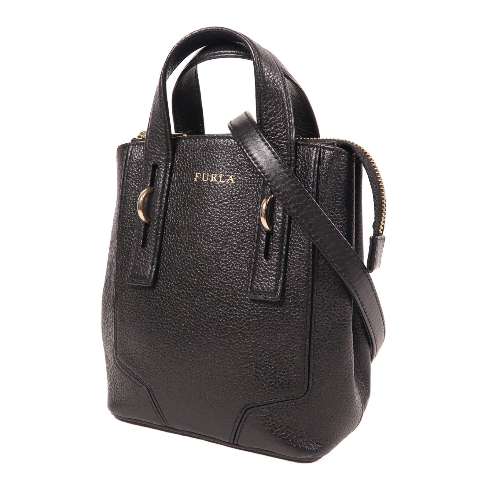 Furla 牛皮皮革2 Way Shoulder金扣手挽肩背兩用袋