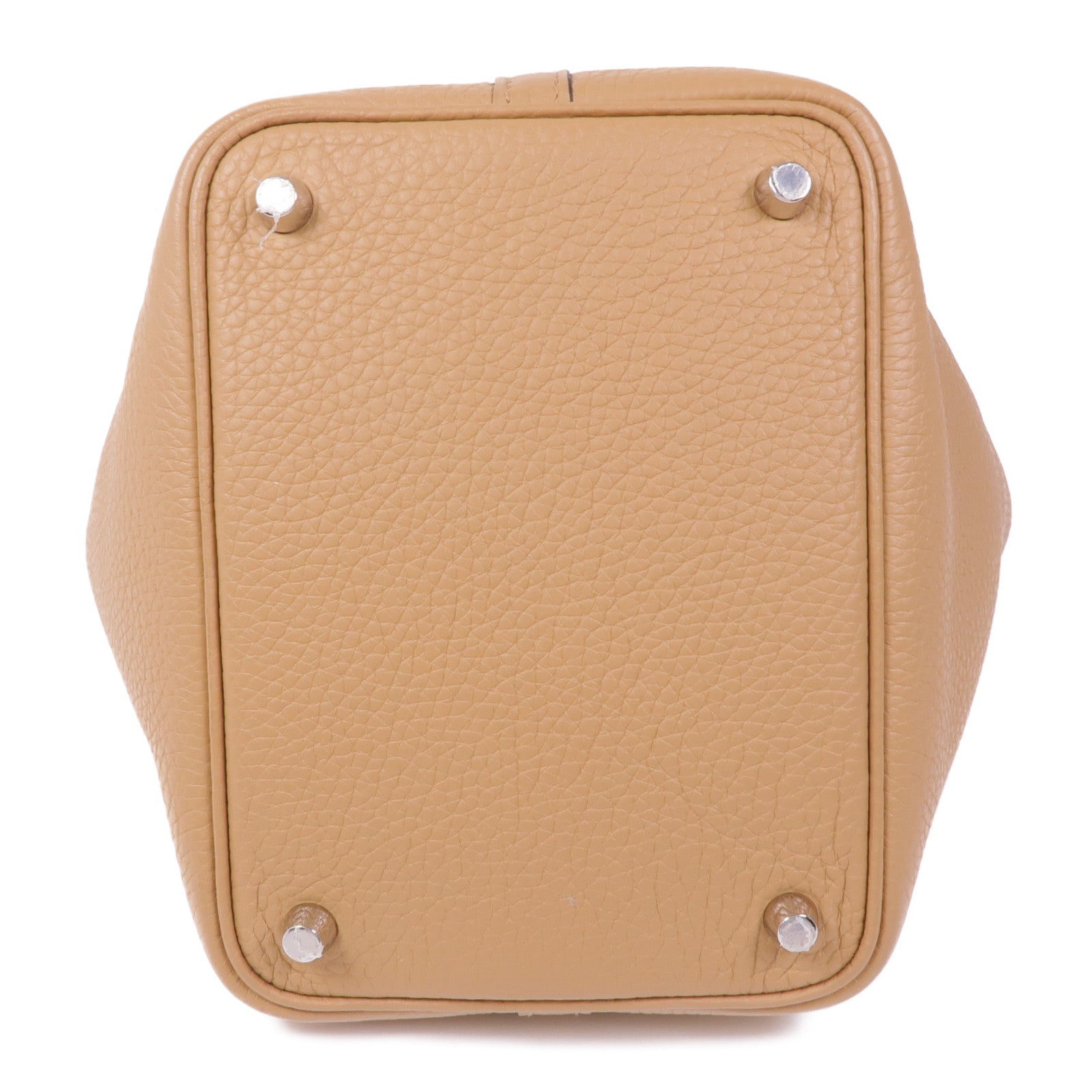 HERMES PHW Picotin PM Tote Bag Clemence Leather Brown