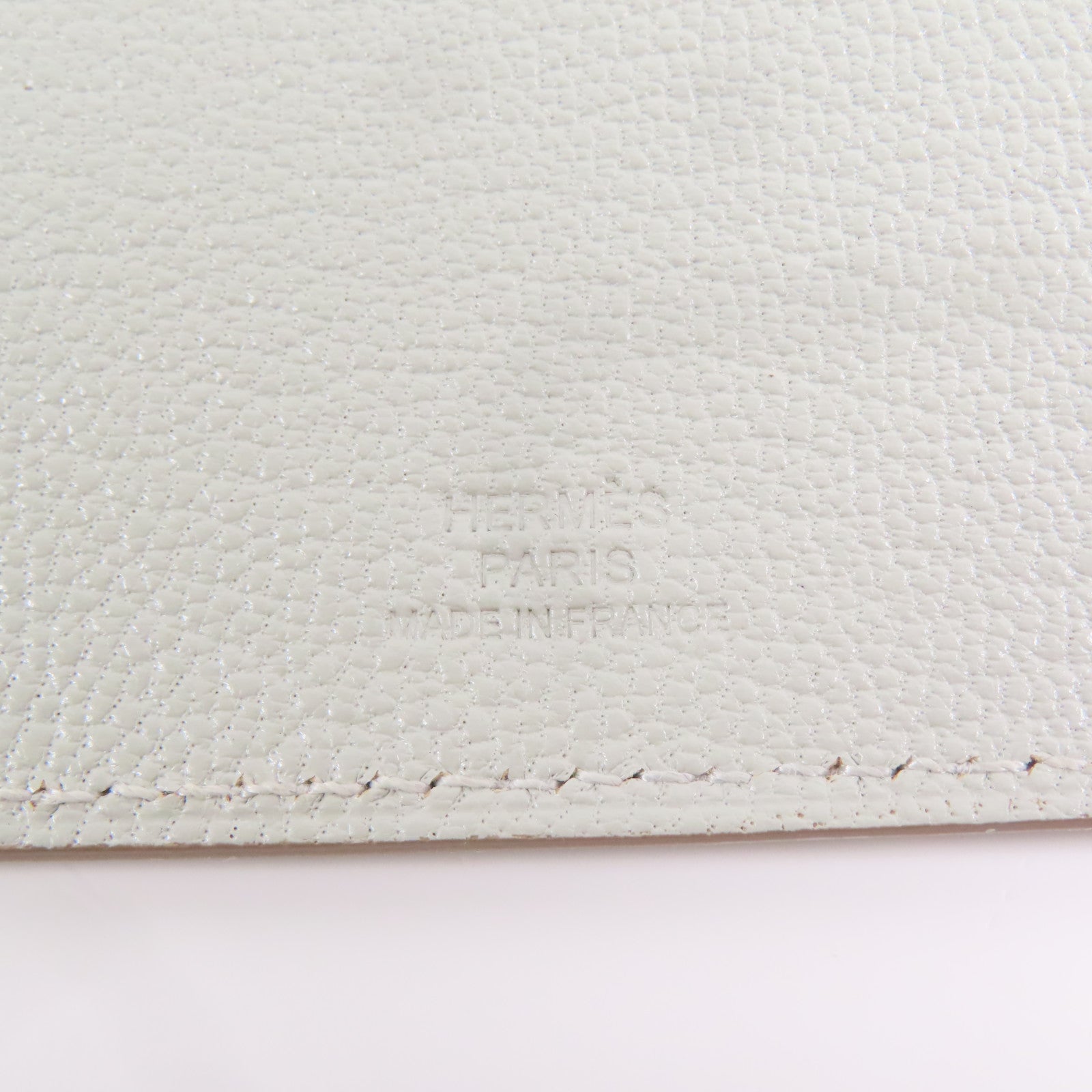HERMES PHW Passport Case Chevre Leather Grey