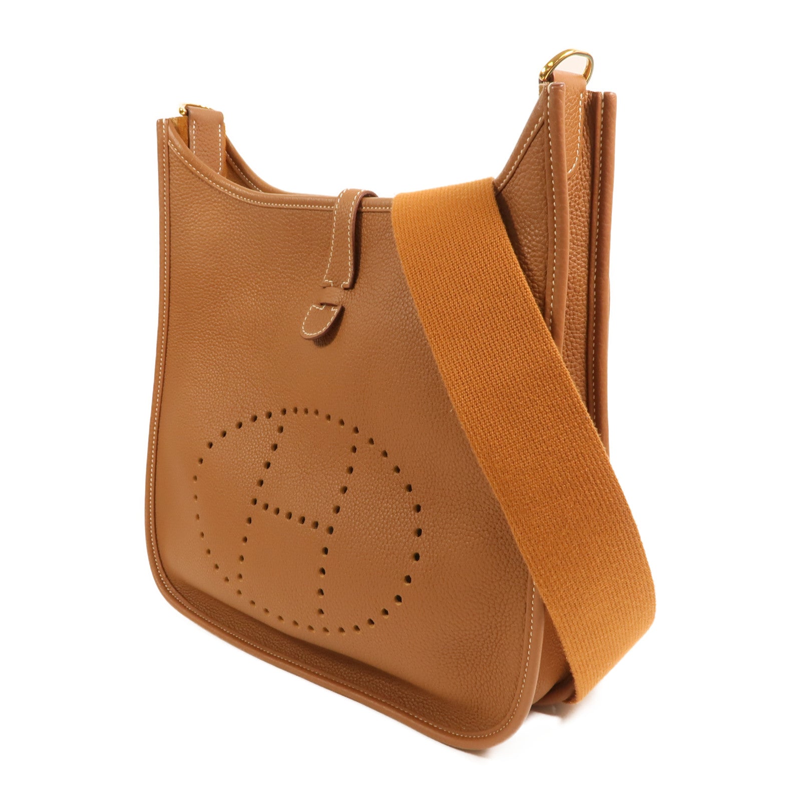 HERMES Clemence皮革Evelyne PM金扣肩背袋
