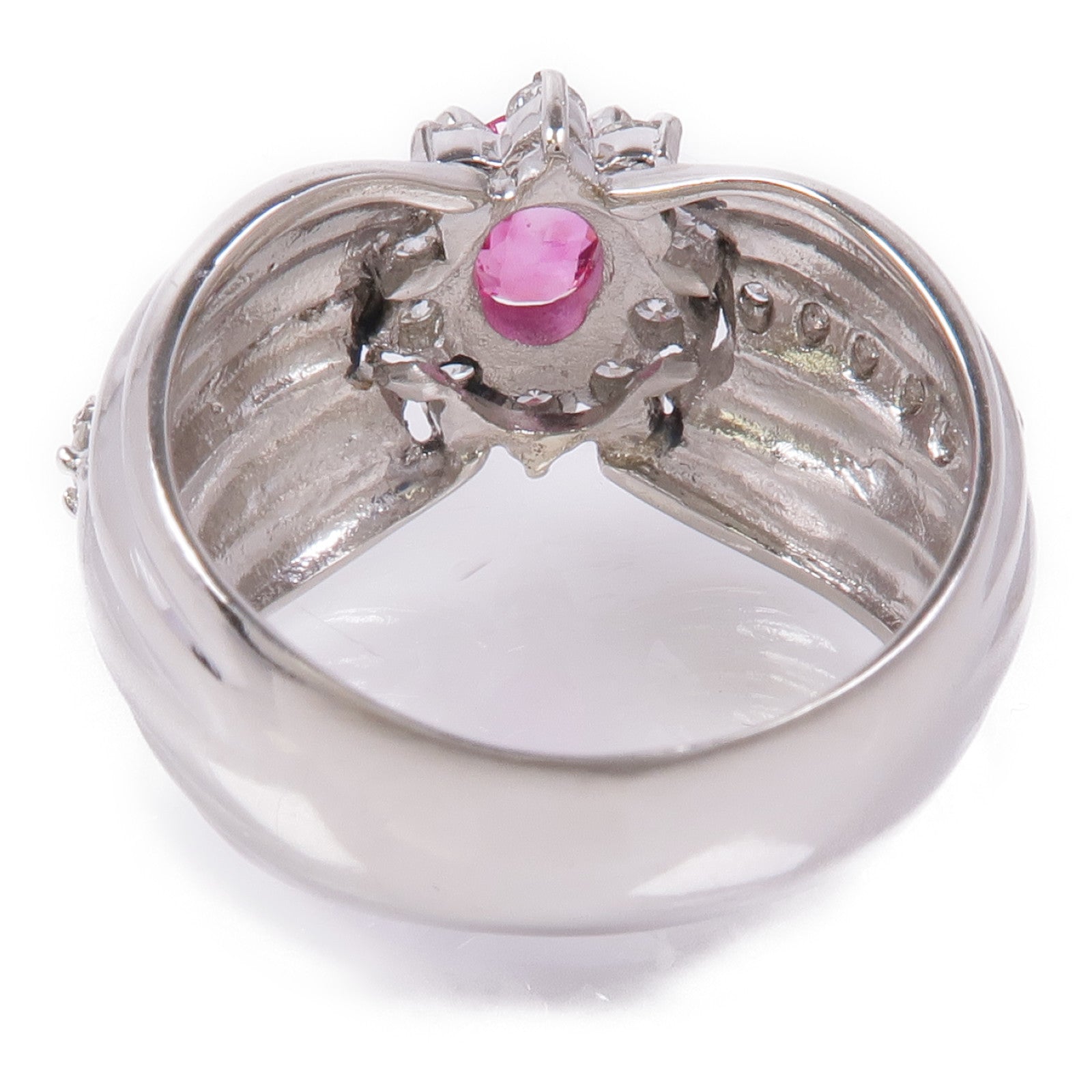 JEWELRY 【激減優惠】PT900鉑金Pink Sapphire/Diamond Ring粉紅色藍寶石/鑽石戒指US#5.5