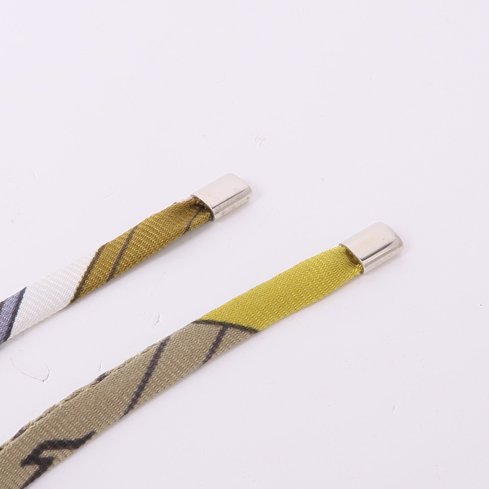 HERMES Tourbillon Necklace Bracelet Silk Metal Silver Black White Khaki