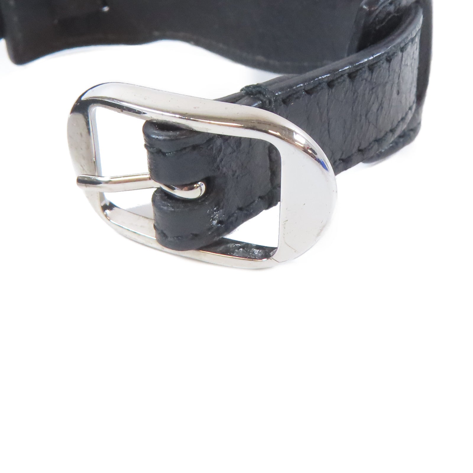 BALENCIAGA 【激減優惠】皮革/金屬Bangle手鐲黑色#17cm