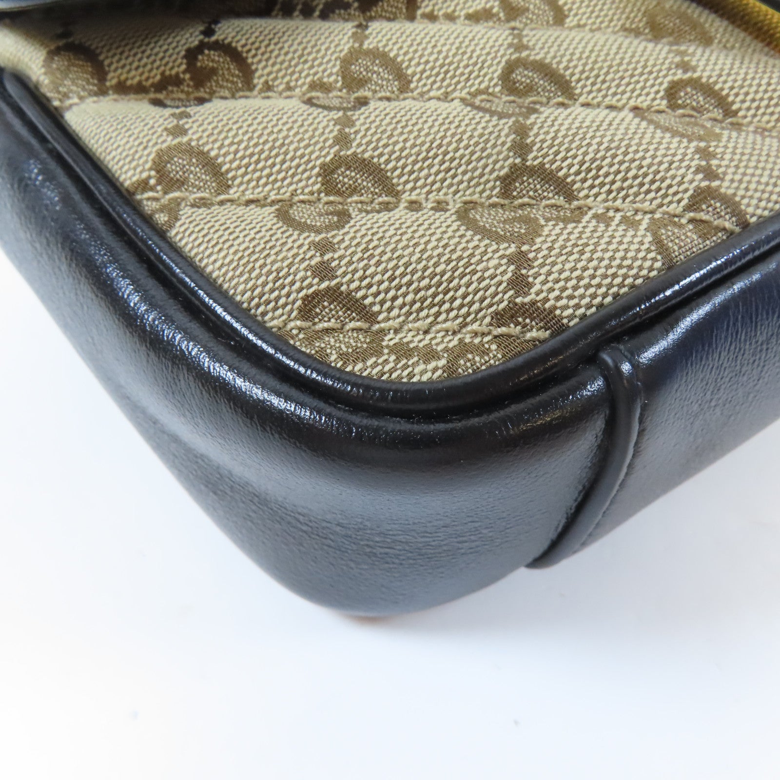GUCCI 斜紋帆布GG Marmont金扣鏈帶肩背袋黑色/啡色