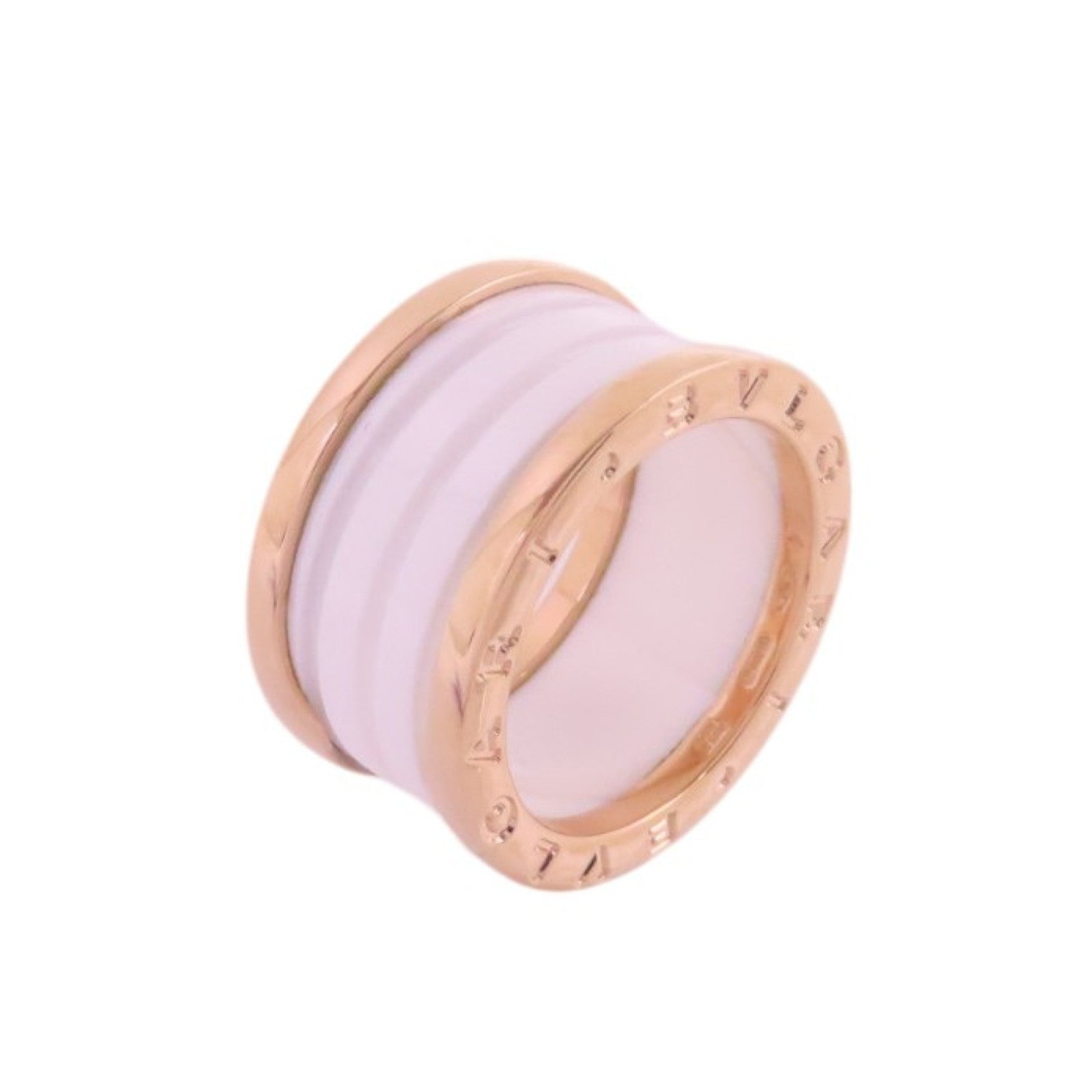 BVLGARI 18K玫瑰金/陶瓷B-Zero 1 4Band Ring戒指#54/US#6.25
