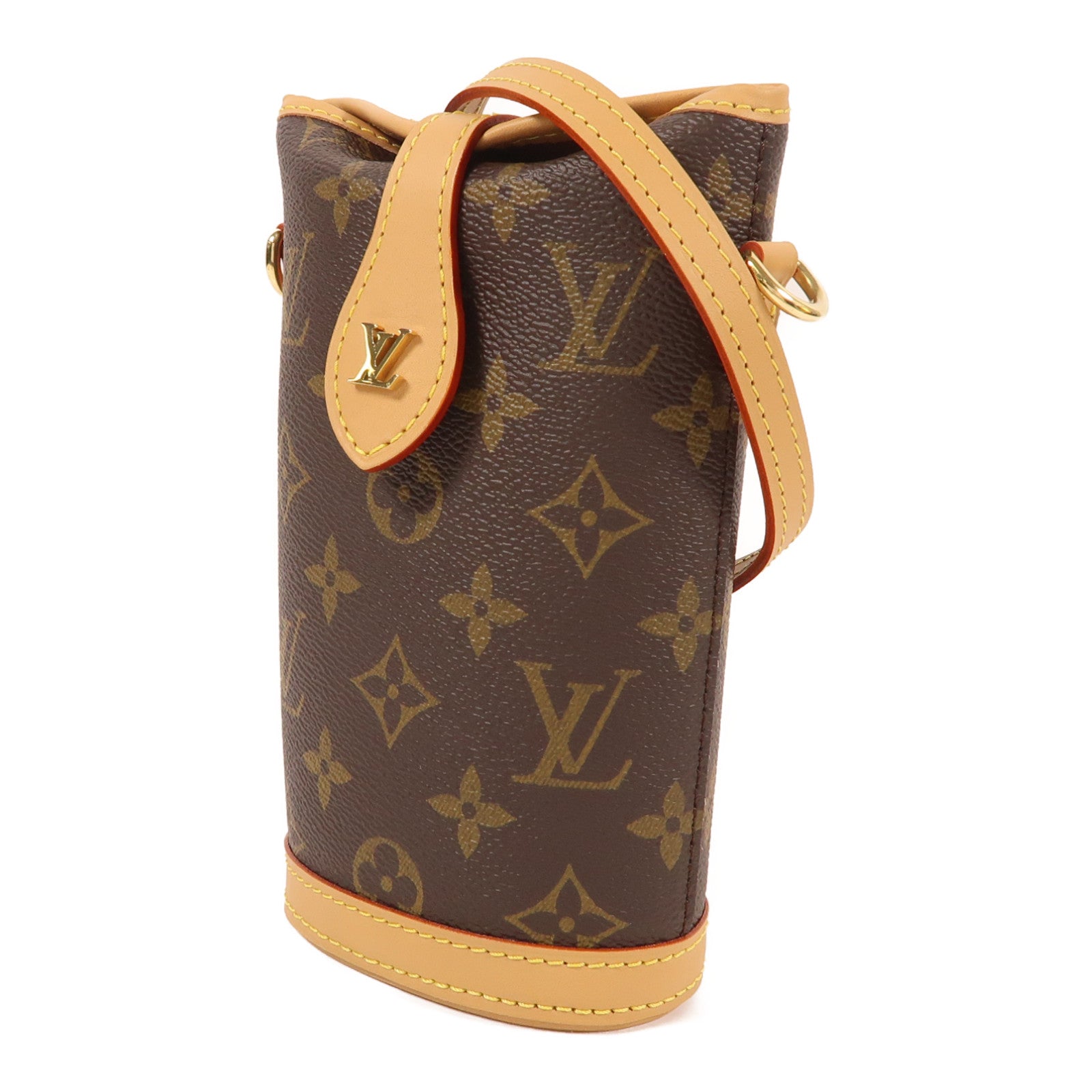 LOUIS VUITTON Monogram Fold Me Pouch金扣肩背袋棕色