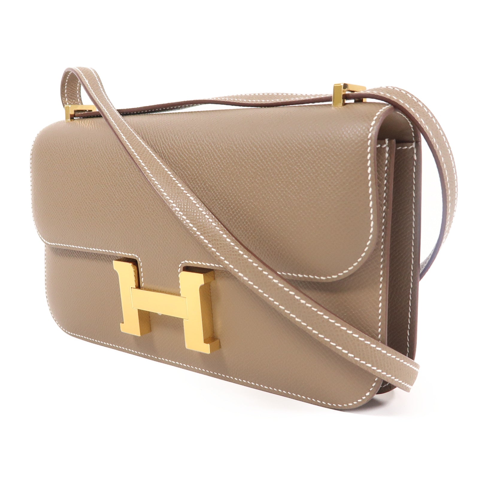HERMES Epsom皮革Constance Elan肩背袋Etoupe