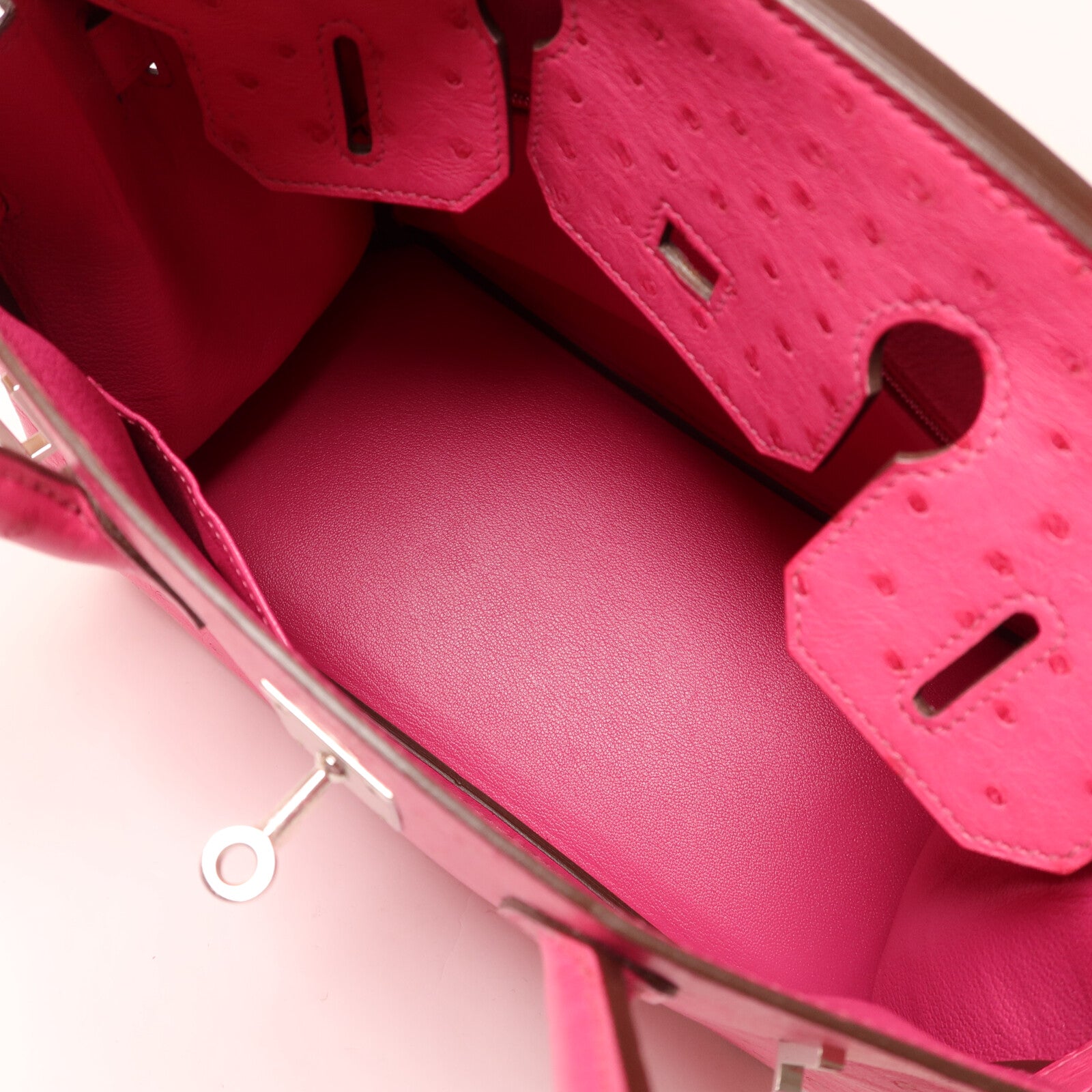 HERMES 鴕鳥皮革Birkin 30手挽袋Rose Tyrien
