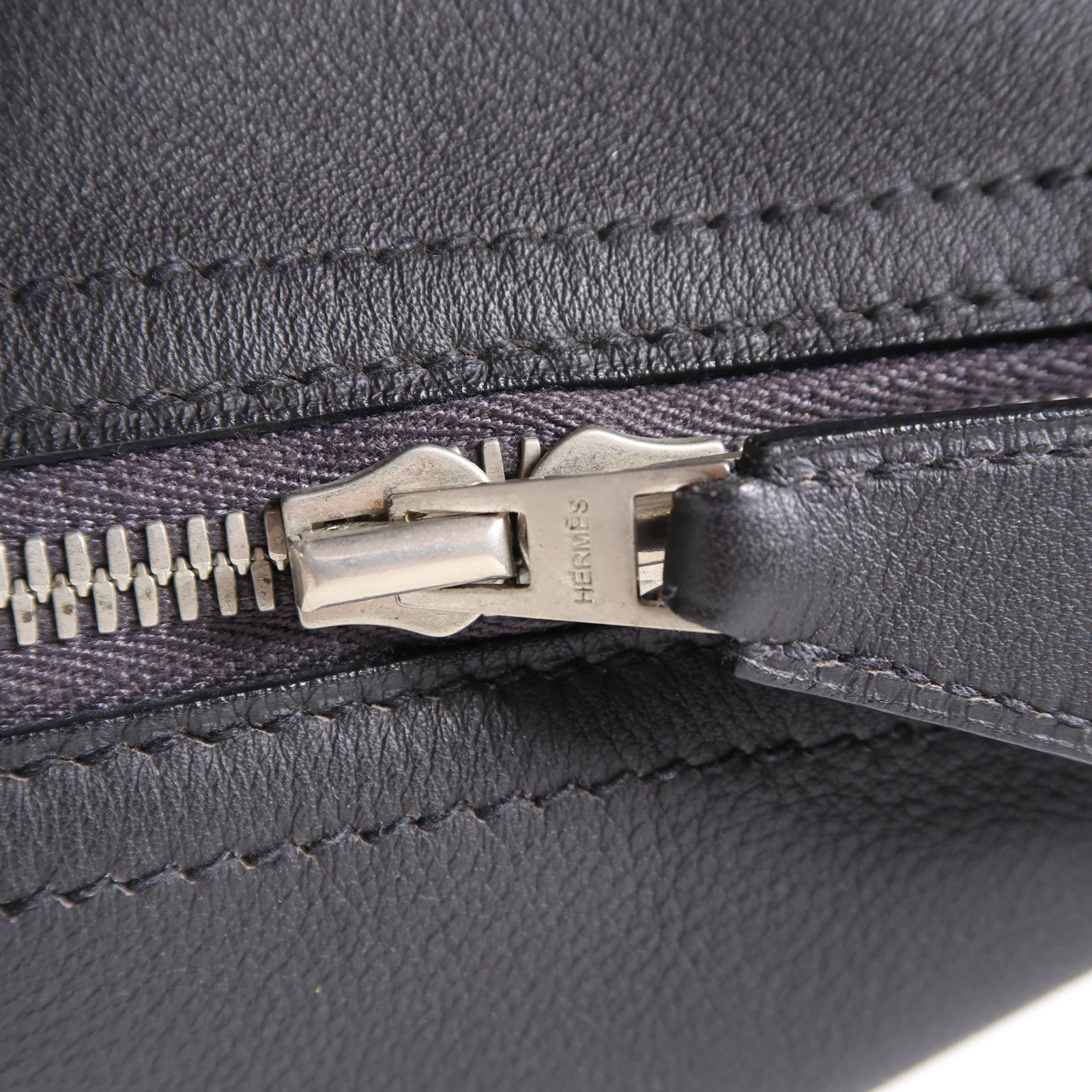 HERMES 【激減優惠】皮革Cityslide銀扣肩背袋黑色