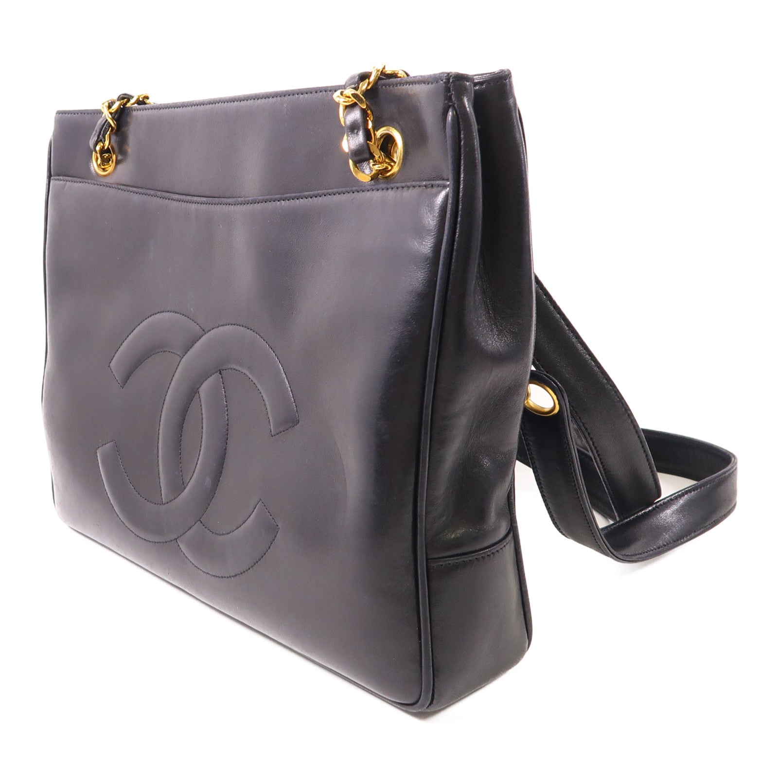CHANEL 牛皮皮革Vintage Chain Shoulder金扣肩背袋