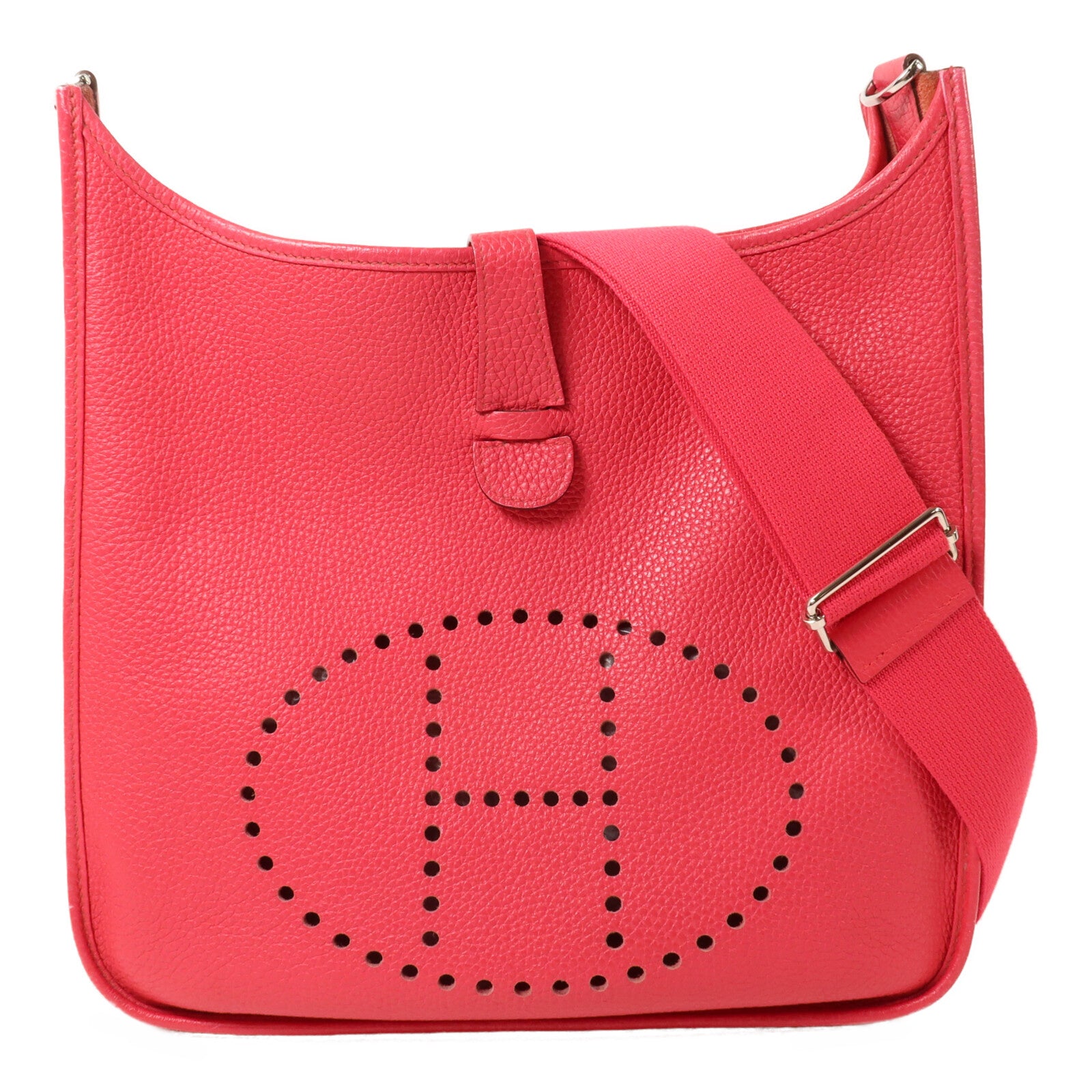 HERMES Clemence皮革Evelyne GM肩背袋Rose Extreme