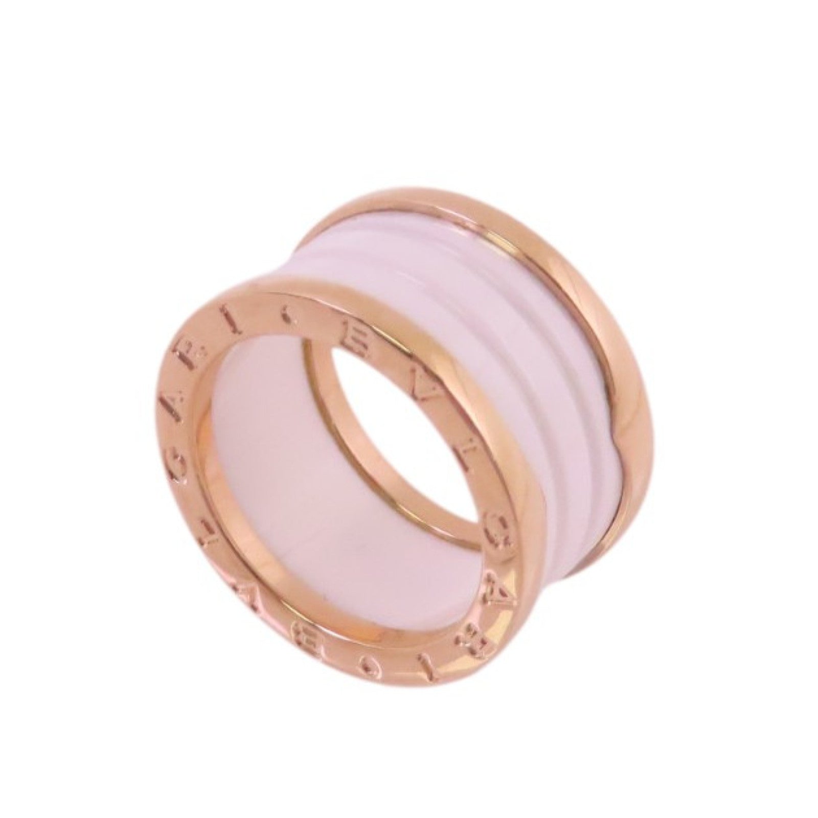 BVLGARI 18K玫瑰金/陶瓷B-Zero 1 4Band Ring戒指#54/US#6.25