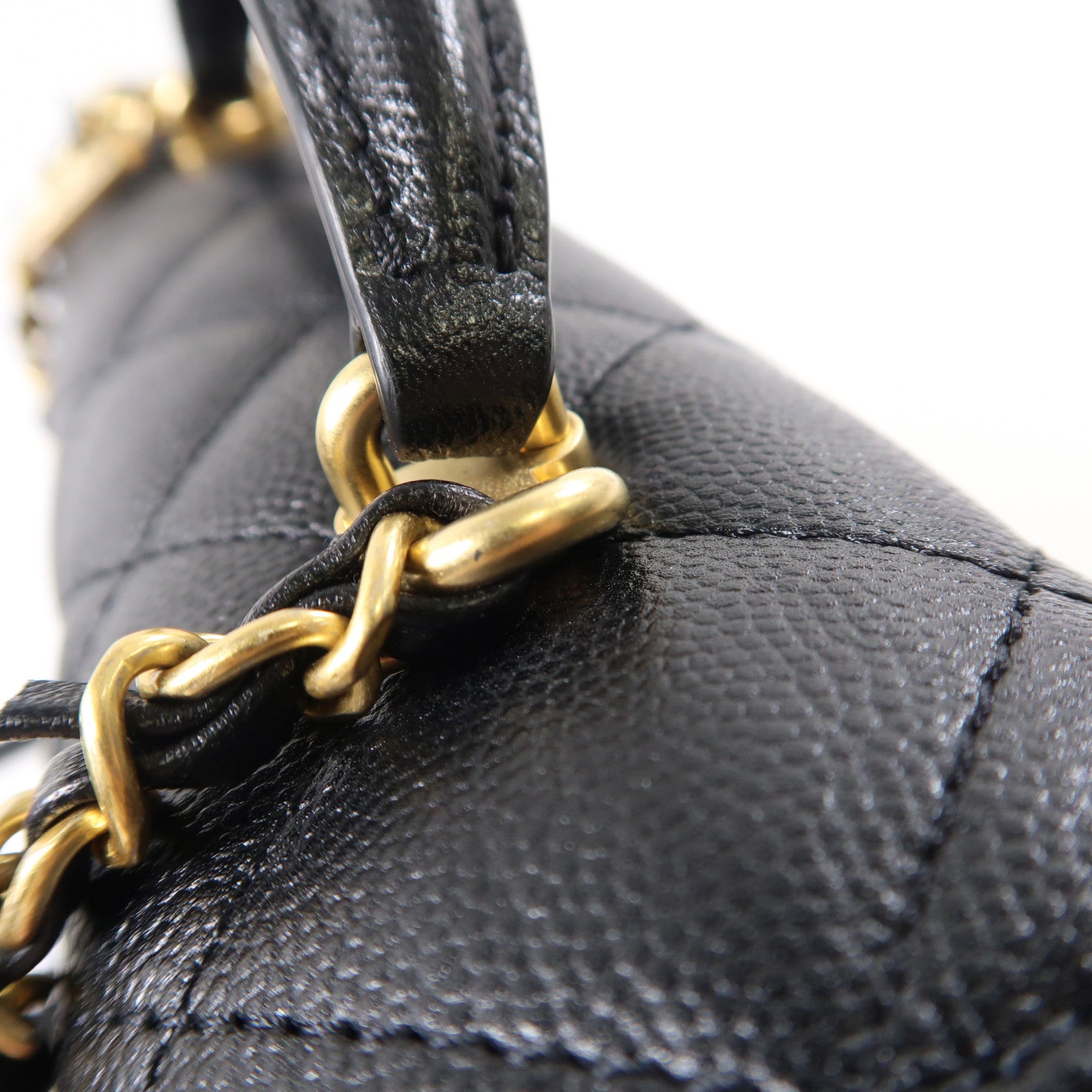 CHANEL 【激減優惠】牛皮皮革Chain Shoulder金扣肩背袋黑色