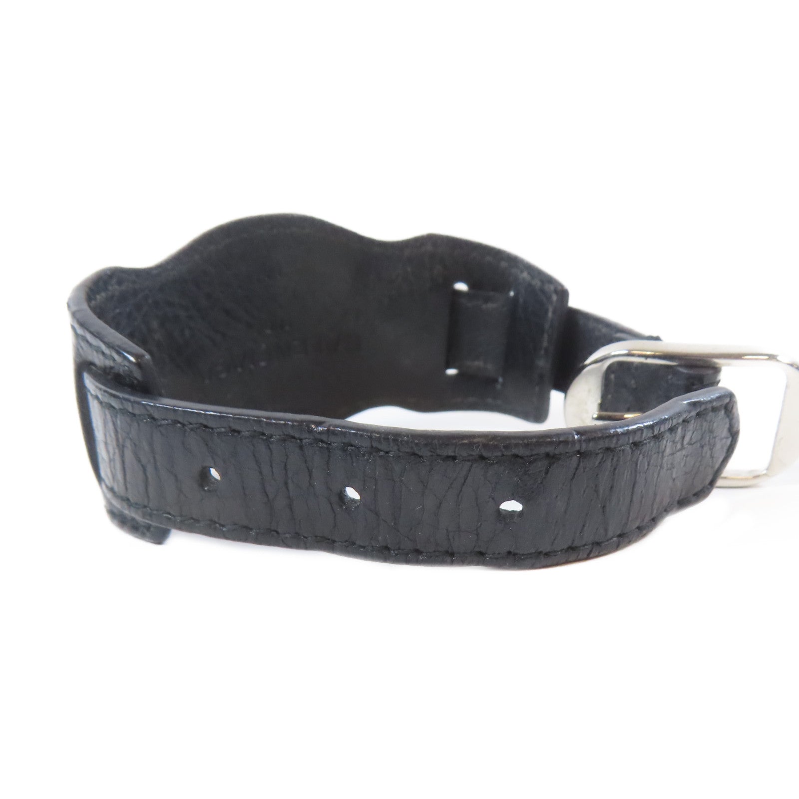 BALENCIAGA 【激減優惠】皮革/金屬Bangle手鐲黑色#17cm