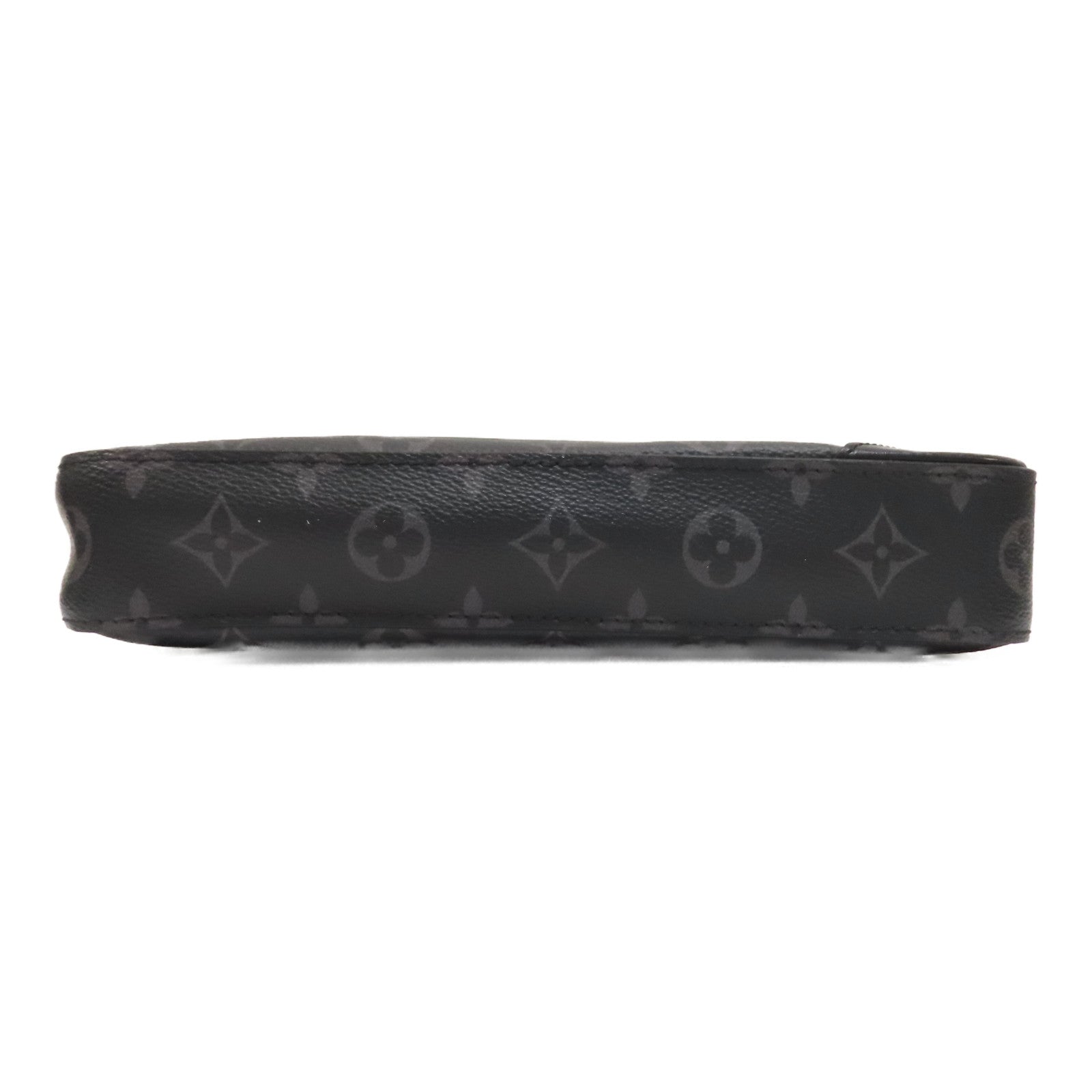 LOUIS VUITTON Monogram Eclipse Trio Messenger銀扣肩背袋黑色/灰色